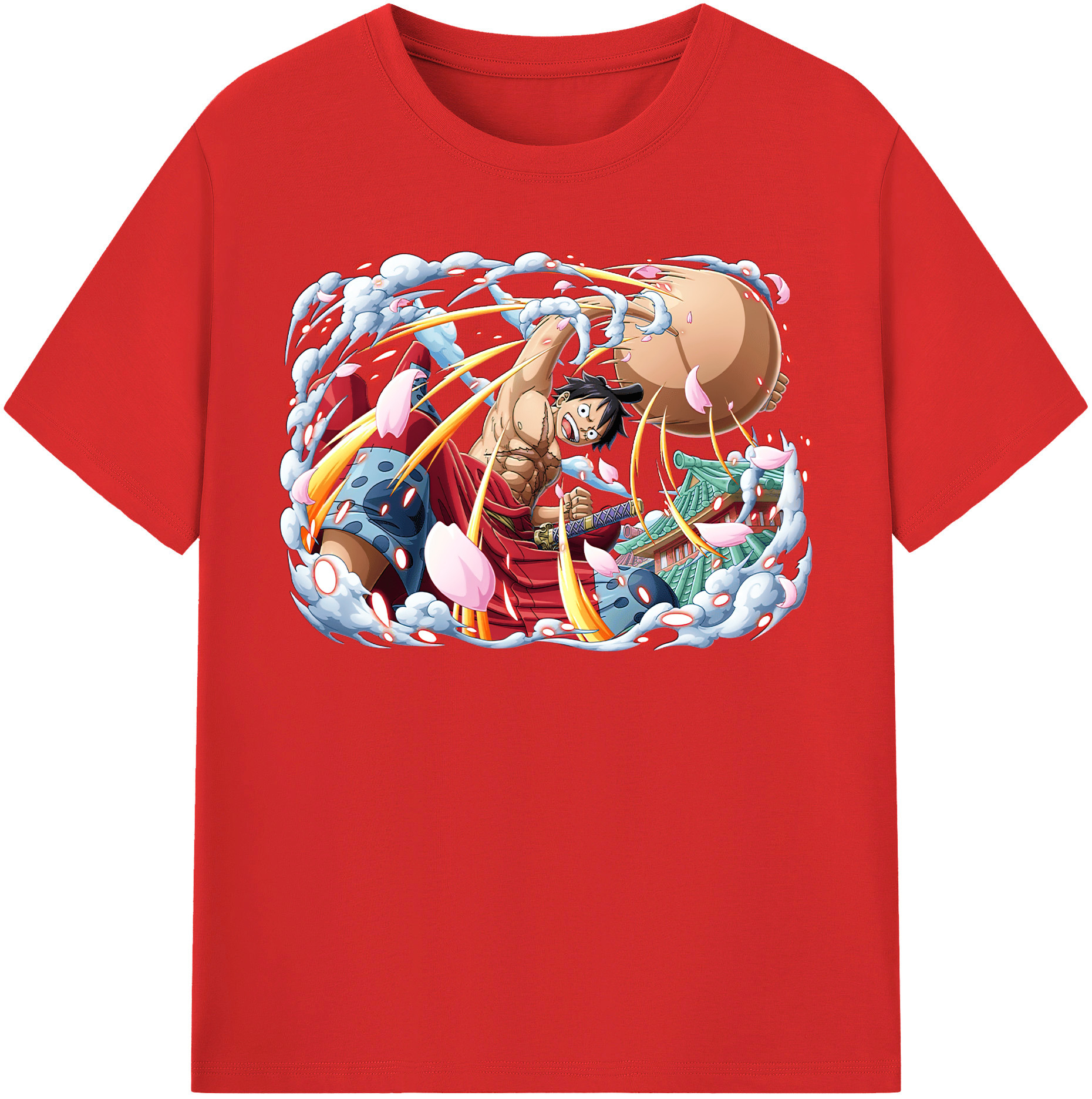 ワンピース モンキー・D・ルフィ ONE PIECE Monkey D. Luffy レディースカジュアルプリントTシャツ（綿100％）