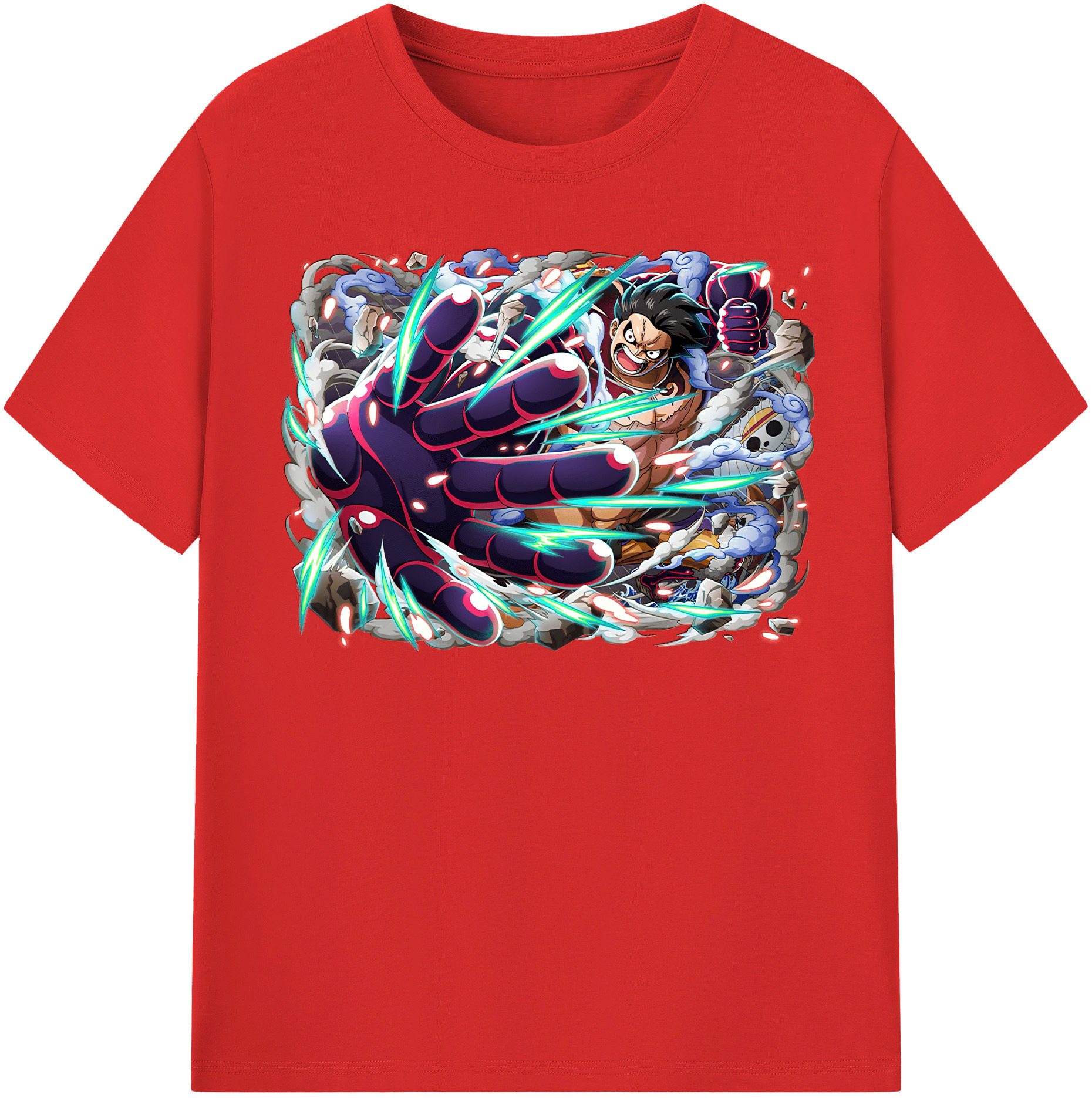 ワンピース モンキー・D・ルフィ ONE PIECE Monkey D. Luffy レディースカジュアルプリントTシャツ（綿100％）
