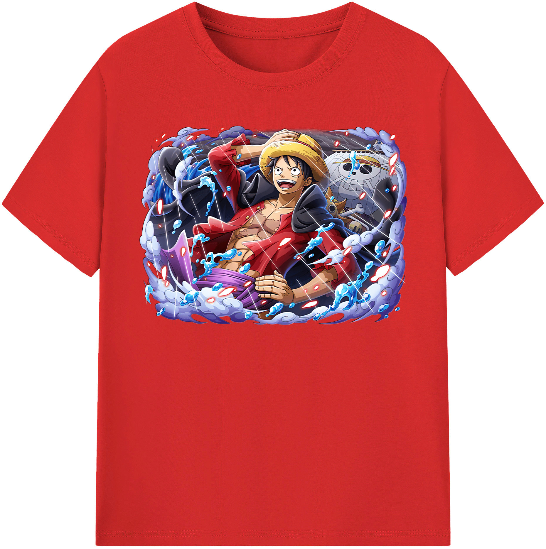 ワンピース モンキー・D・ルフィ ONE PIECE Monkey D. Luffy レディースカジュアルプリントTシャツ（綿100％）
