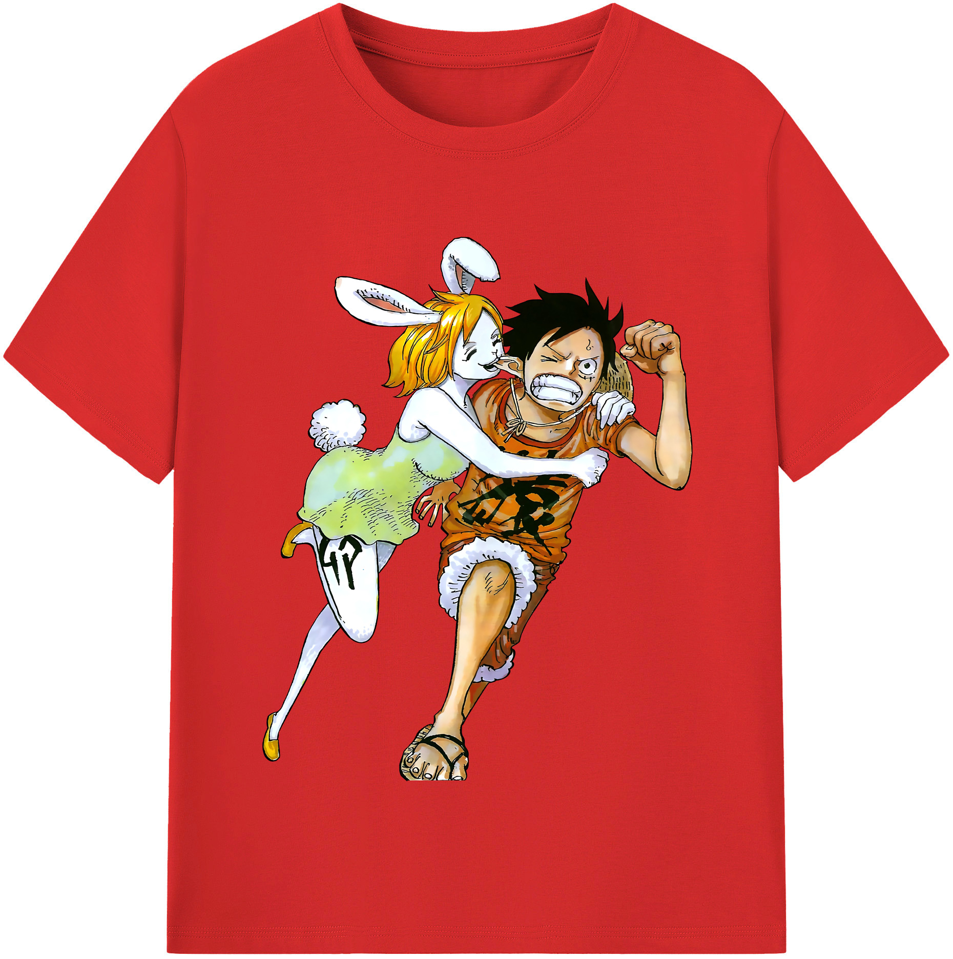 ワンピース モンキー・D・ルフィ ONE PIECE Monkey D. Luffy レディースカジュアルプリントTシャツ（綿100％）