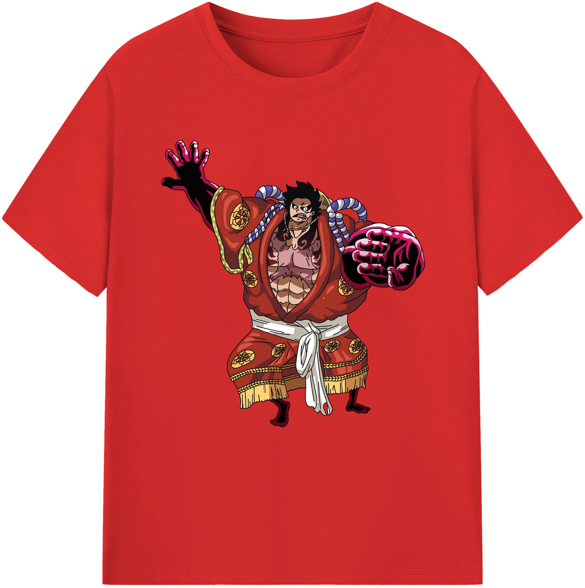 ワンピース モンキー・D・ルフィ ONE PIECE Monkey D. Luffy レディースカジュアルプリントTシャツ（綿100％）