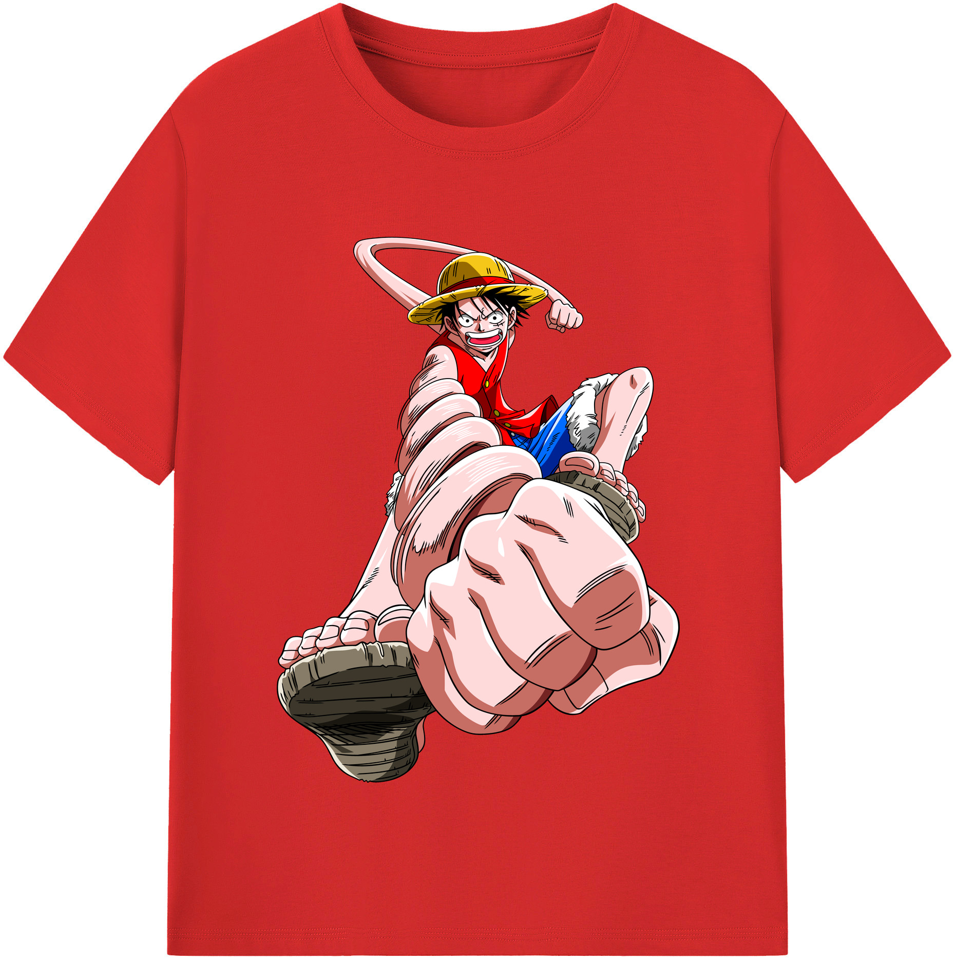 ワンピース モンキー・D・ルフィ ONE PIECE Monkey D. Luffy レディースカジュアルプリントTシャツ（綿100％）