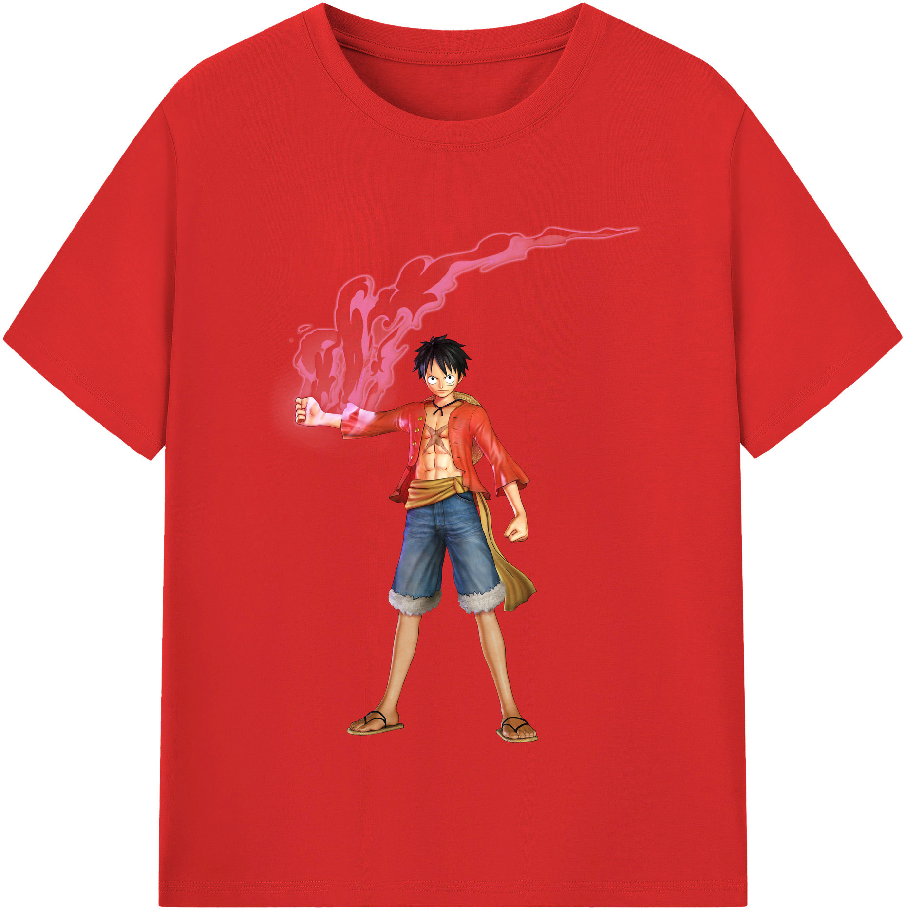 ワンピース モンキー・D・ルフィ ONE PIECE Monkey D. Luffy レディースカジュアルプリントTシャツ（綿100％）