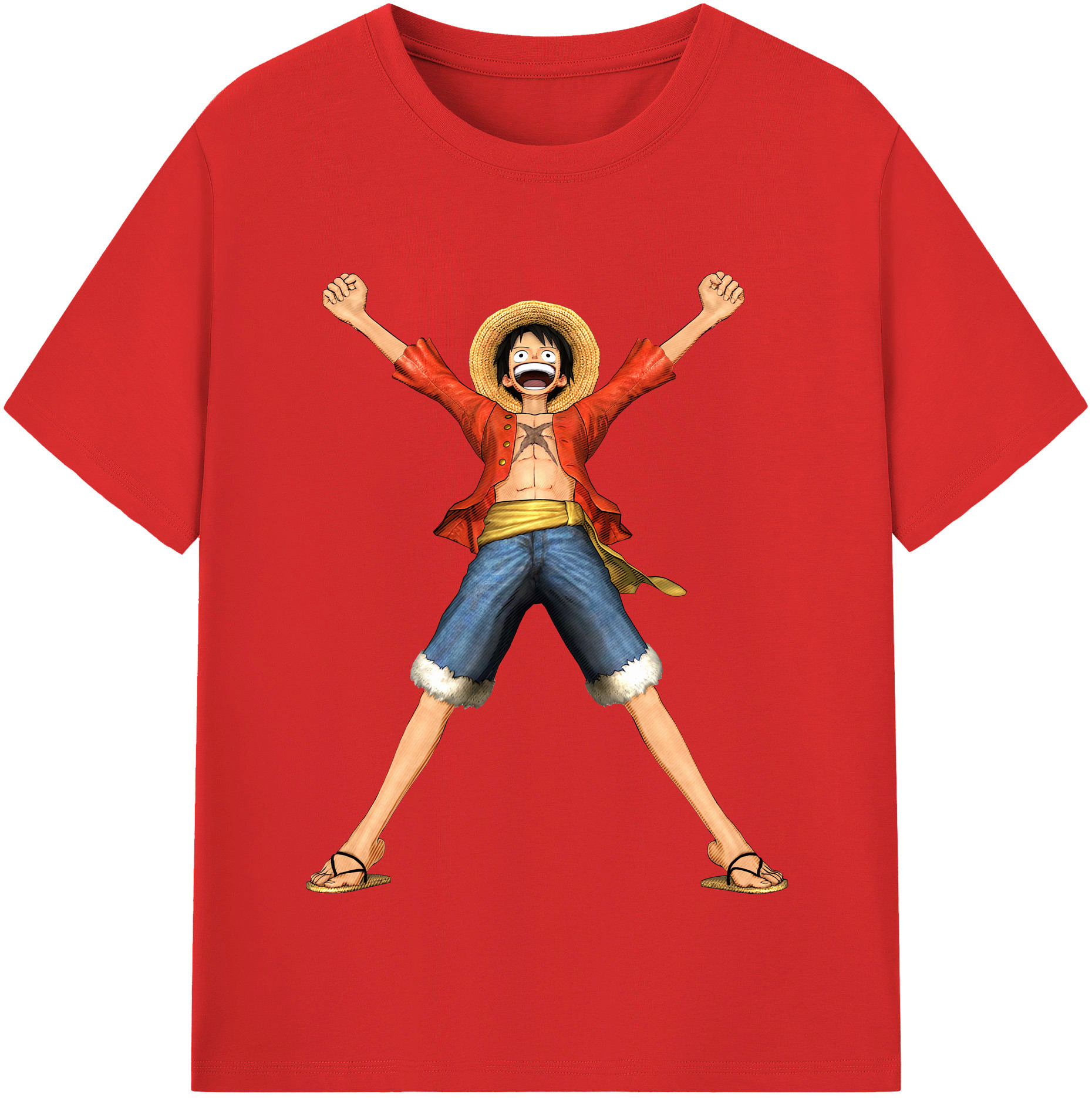 ワンピース モンキー・D・ルフィ ONE PIECE Monkey D. Luffy レディースカジュアルプリントTシャツ（綿100％）