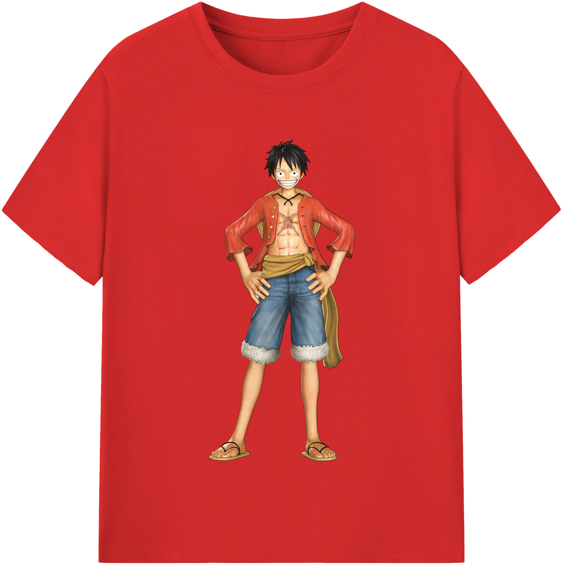 ワンピース モンキー・D・ルフィ ONE PIECE Monkey D. Luffy レディースカジュアルプリントTシャツ（綿100％）