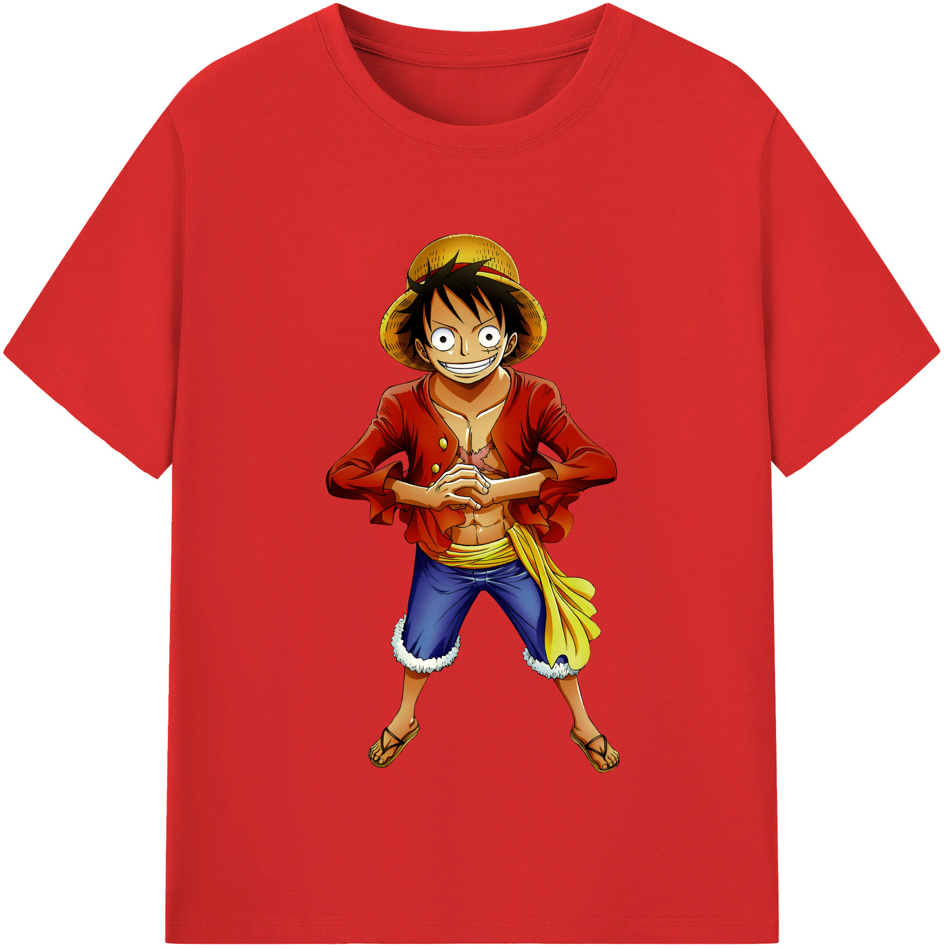 ワンピース モンキー・D・ルフィ ONE PIECE Monkey D. Luffy レディースカジュアルプリントTシャツ（綿100％）