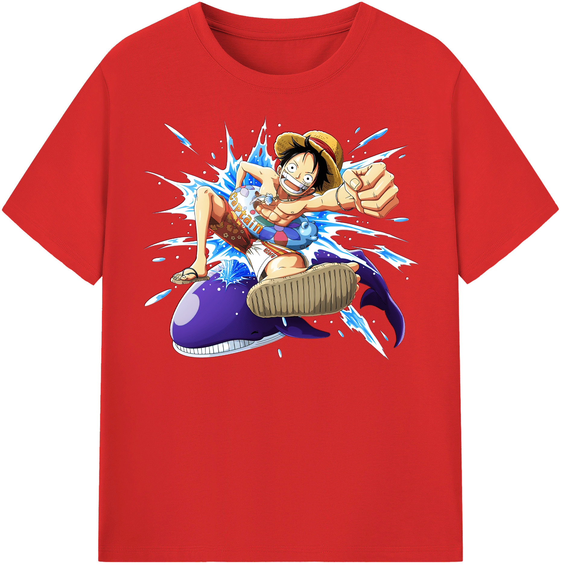 ワンピース モンキー・D・ルフィ ONE PIECE Monkey D. Luffy レディースカジュアルプリントTシャツ（綿100％）