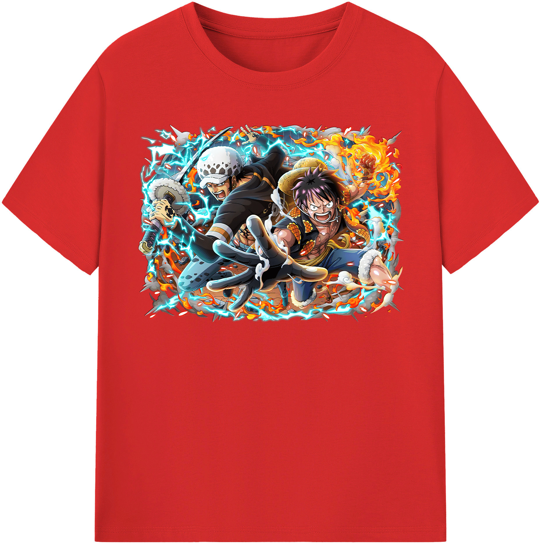 ワンピース モンキー・D・ルフィ ONE PIECE Monkey D. Luffy レディースカジュアルプリントTシャツ（綿100％）