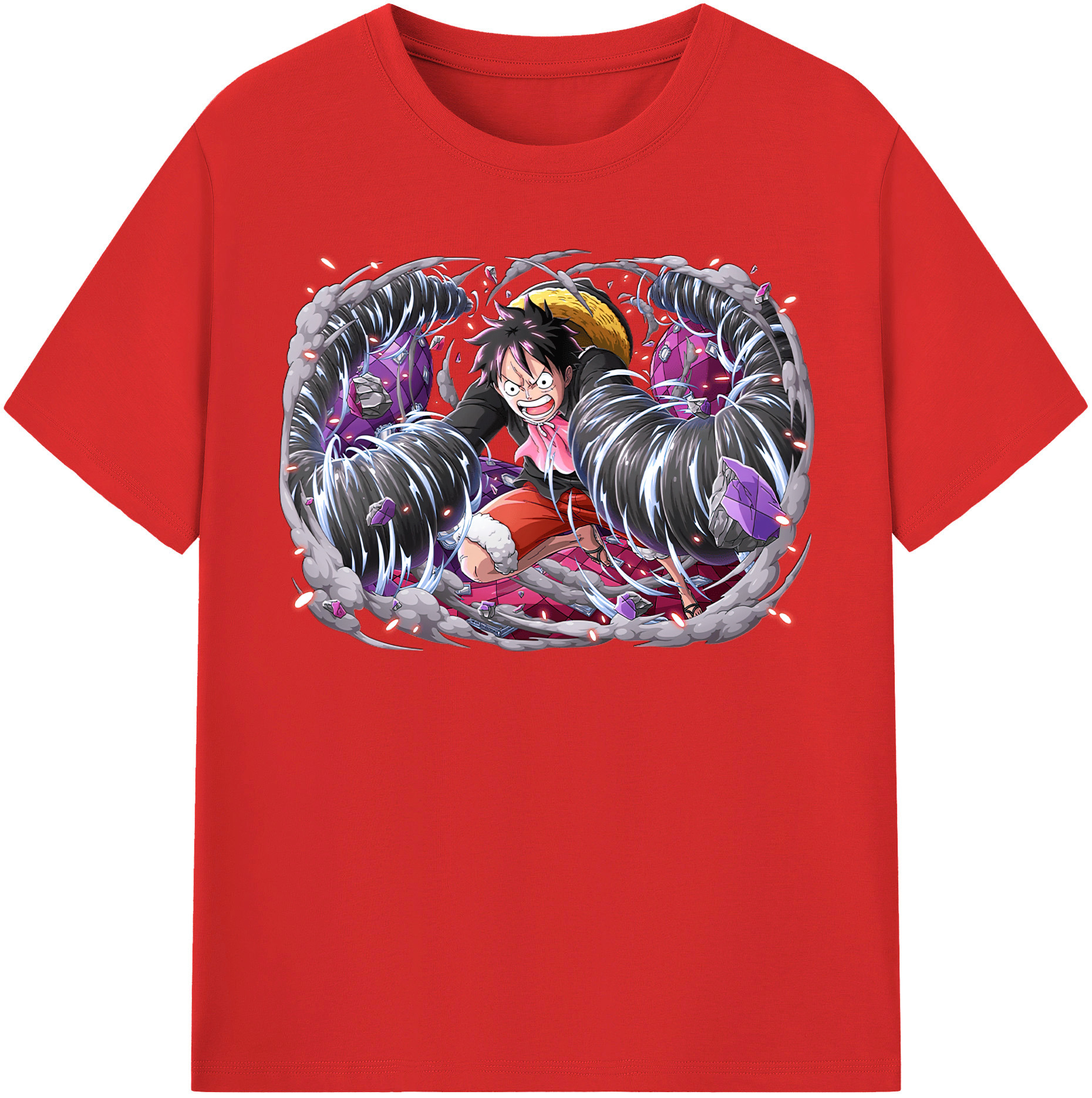 ワンピース モンキー・D・ルフィ ONE PIECE Monkey D. Luffy レディースカジュアルプリントTシャツ（綿100％）