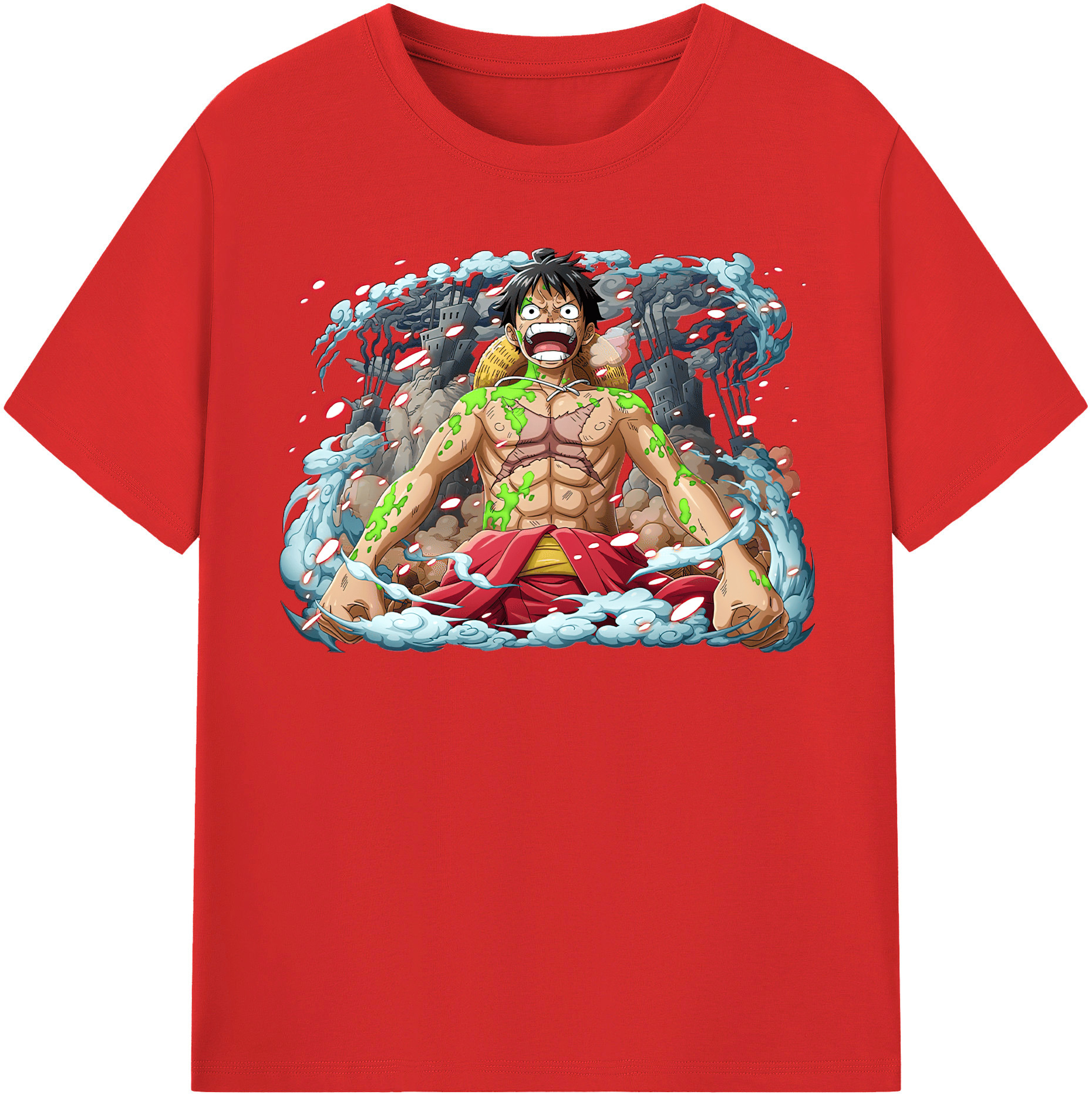 ワンピース モンキー・D・ルフィ ONE PIECE Monkey D. Luffy レディースカジュアルプリントTシャツ（綿100％）