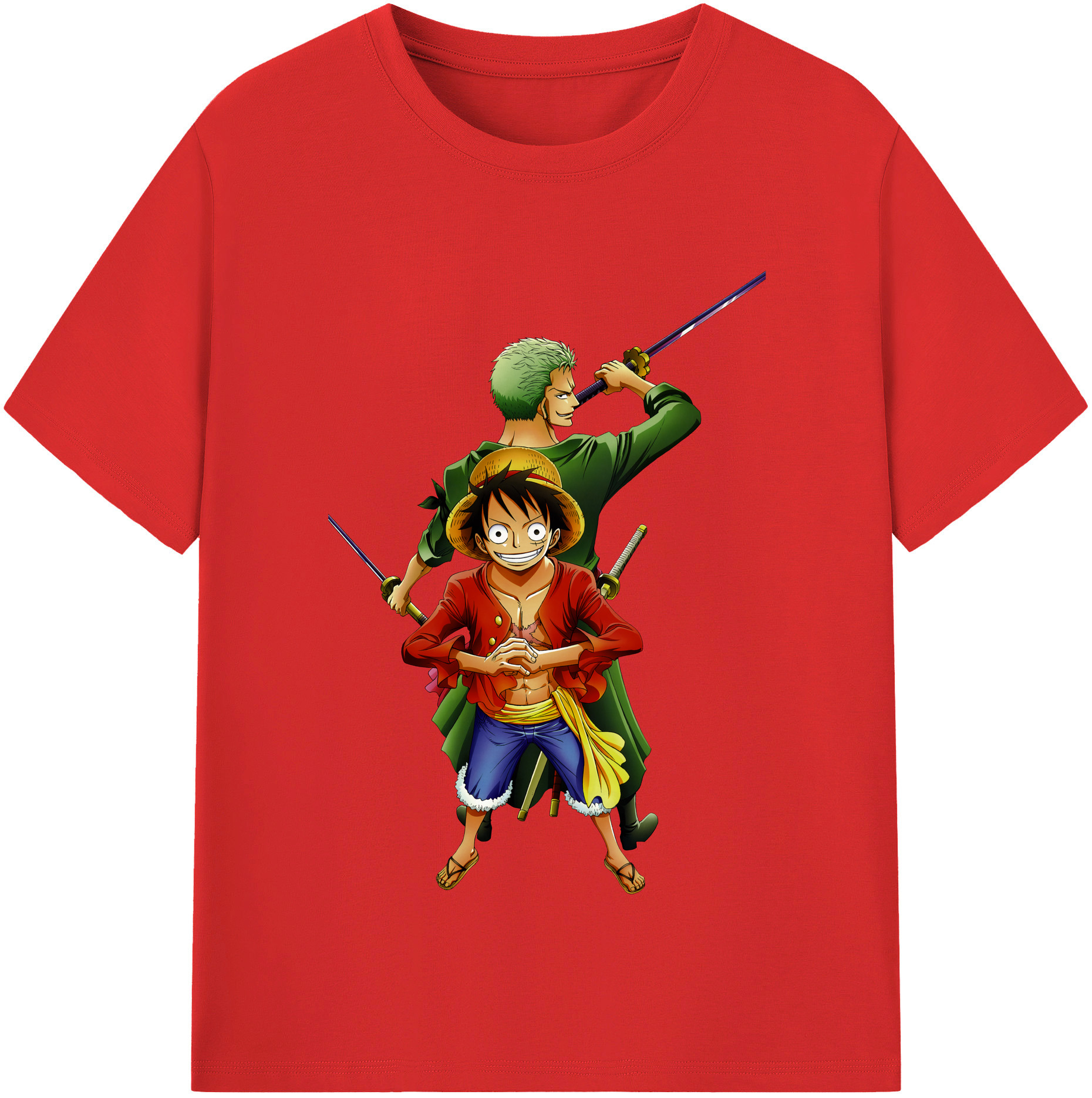 ワンピース モンキー・D・ルフィ ONE PIECE Monkey D. Luffy レディースカジュアルプリントTシャツ（綿100％）