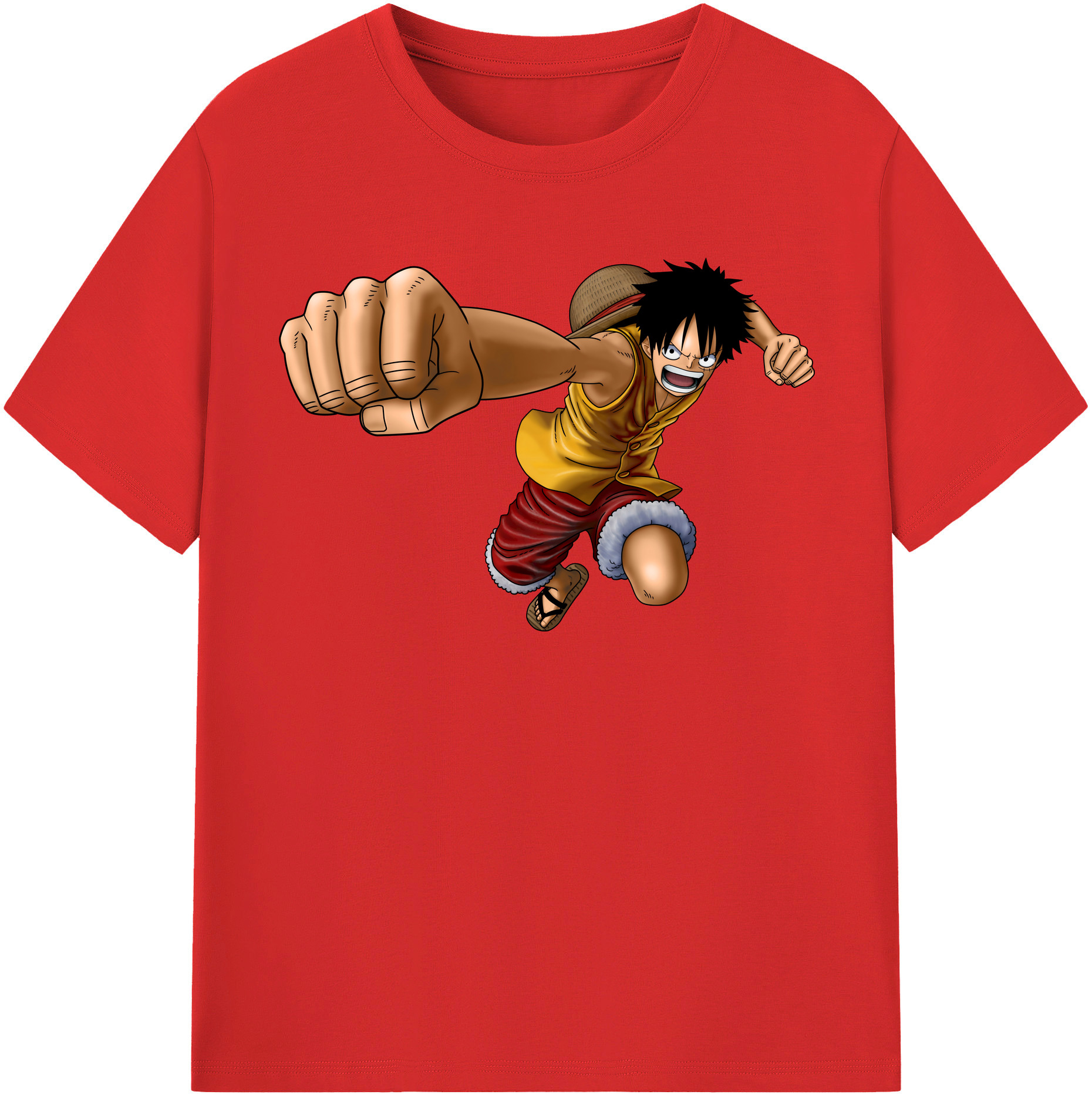 ワンピース モンキー・D・ルフィ ONE PIECE Monkey D. Luffy レディースカジュアルプリントTシャツ（綿100％）