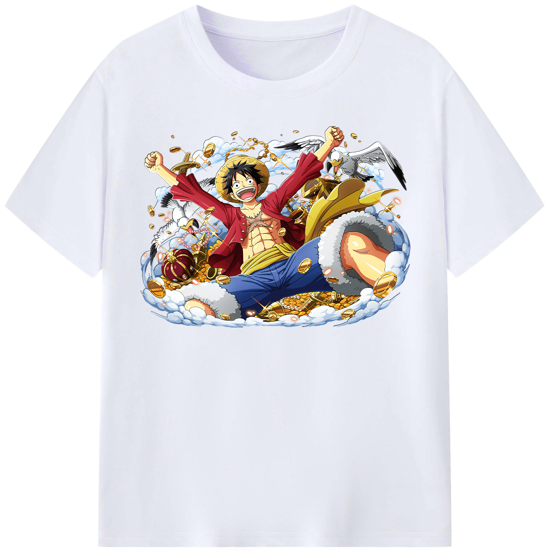 ワンピース モンキー・D・ルフィ ONE PIECE Monkey D. Luffy レディースカジュアルプリントTシャツ（綿100％）