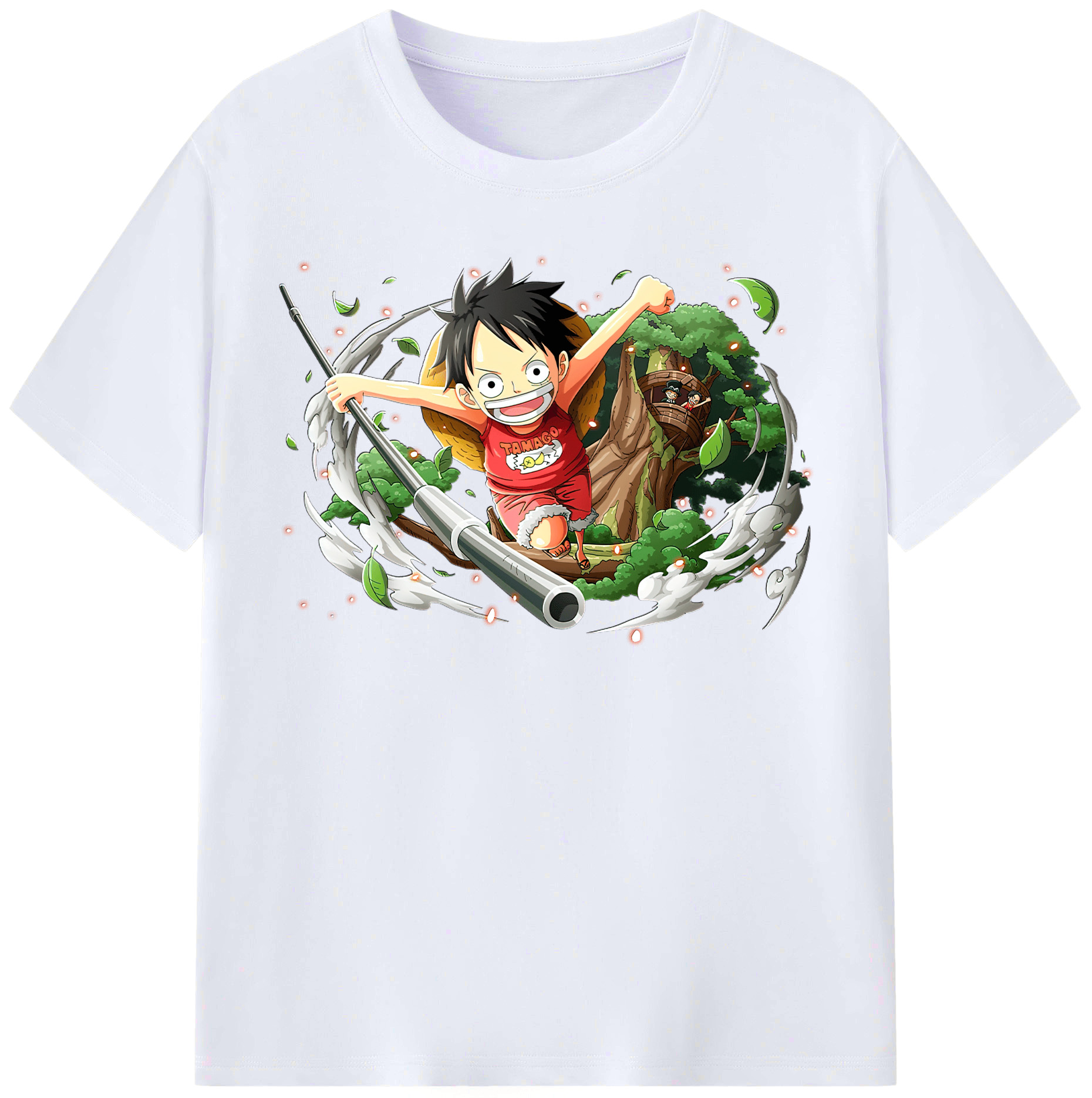 ワンピース モンキー・D・ルフィ ONE PIECE Monkey D. Luffy レディースカジュアルプリントTシャツ（綿100％）