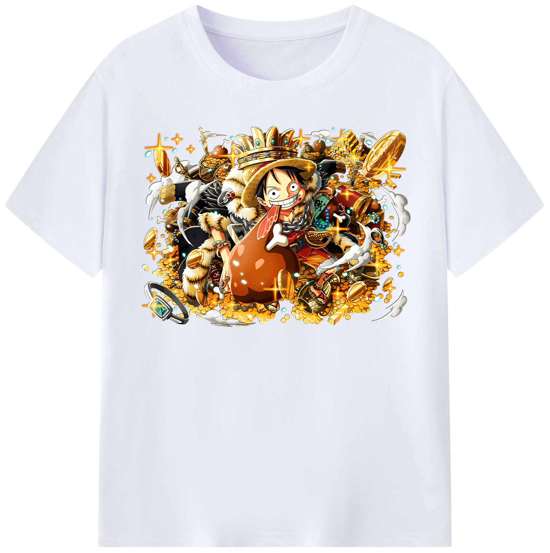 ワンピース モンキー・D・ルフィ ONE PIECE Monkey D. Luffy レディースカジュアルプリントTシャツ（綿100％）