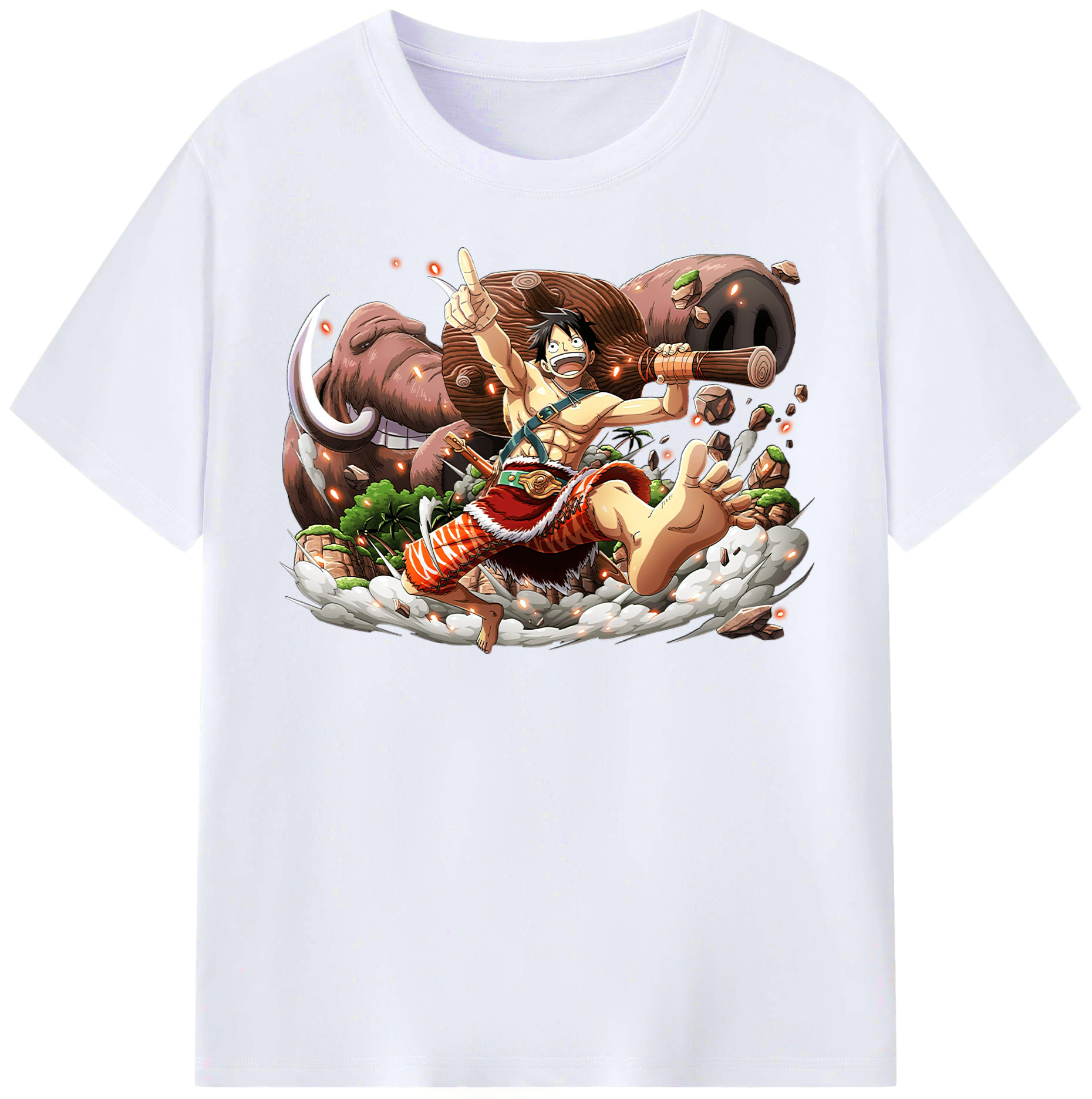 ワンピース モンキー・D・ルフィ ONE PIECE Monkey D. Luffy レディースカジュアルプリントTシャツ（綿100％）