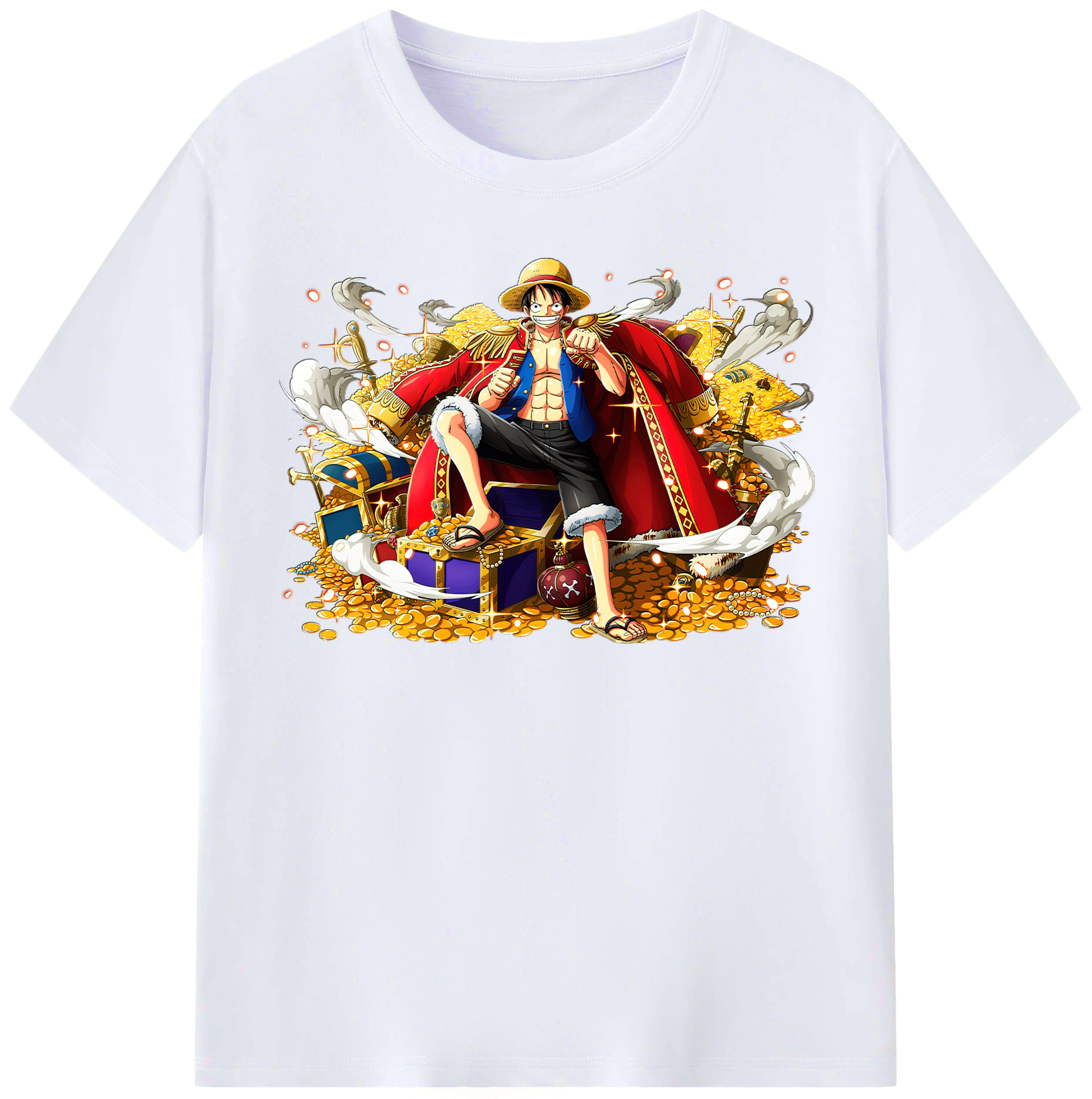 ワンピース モンキー・D・ルフィ ONE PIECE Monkey D. Luffy レディースカジュアルプリントTシャツ（綿100％）