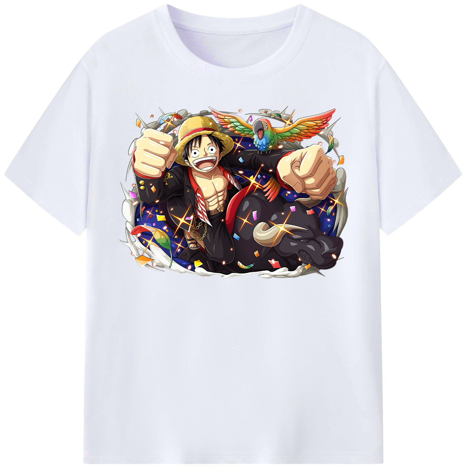 ワンピース モンキー・D・ルフィ ONE PIECE Monkey D. Luffy レディースカジュアルプリントTシャツ（綿100％）