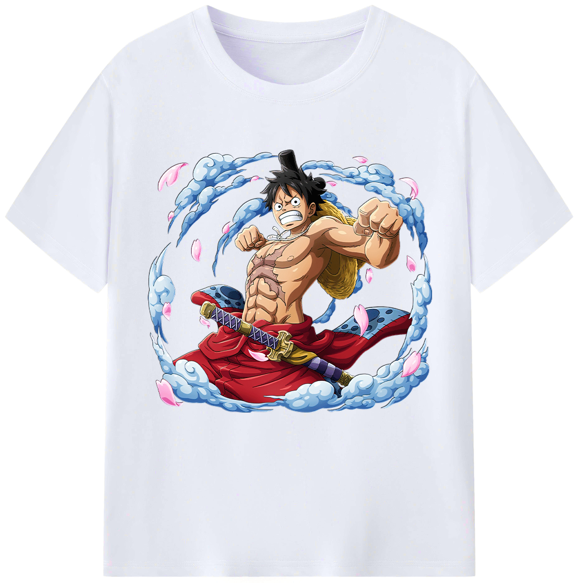 ワンピース モンキー・D・ルフィ ONE PIECE Monkey D. Luffy レディースカジュアルプリントTシャツ（綿100％）