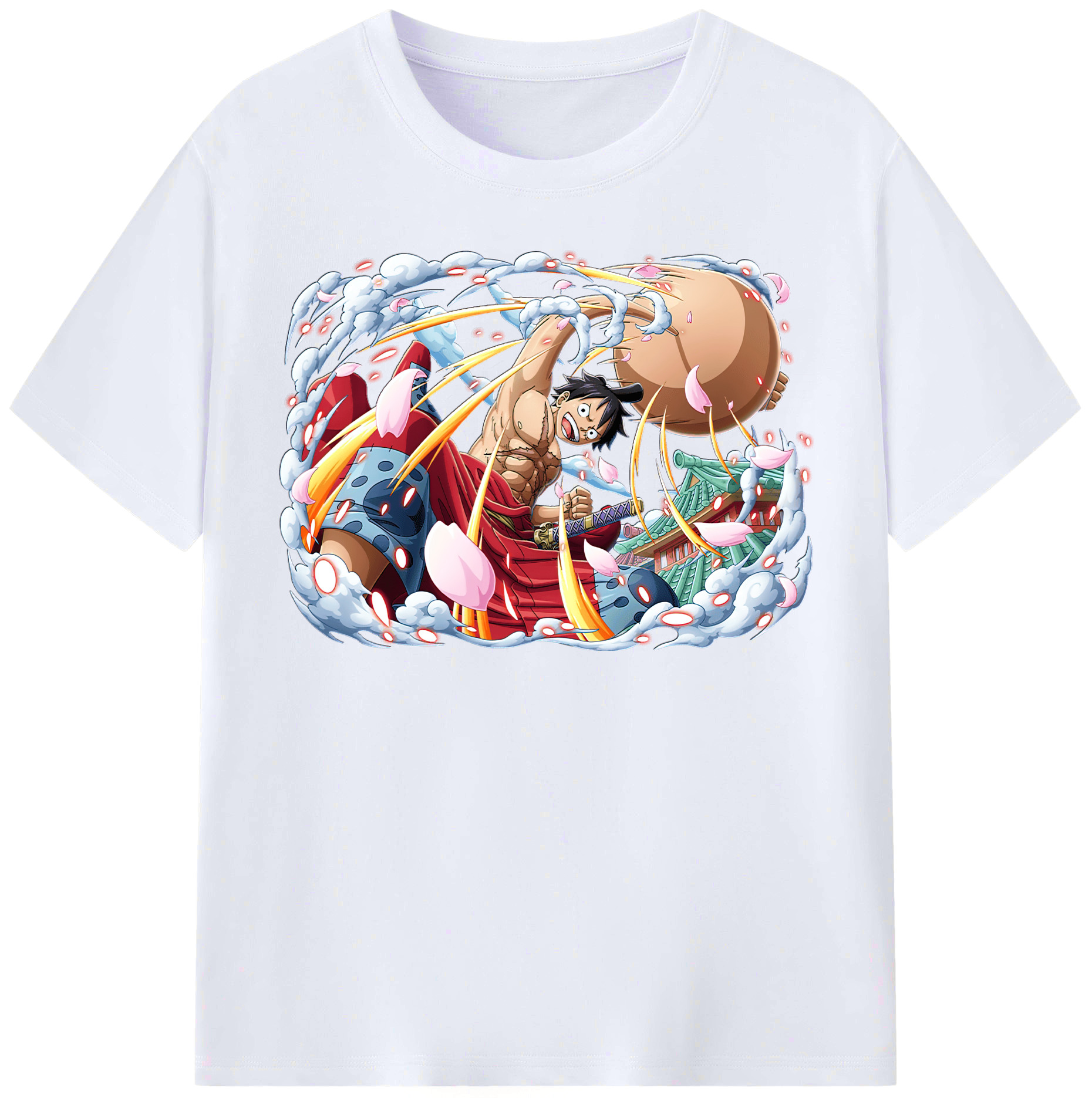 ワンピース モンキー・D・ルフィ ONE PIECE Monkey D. Luffy レディースカジュアルプリントTシャツ（綿100％）
