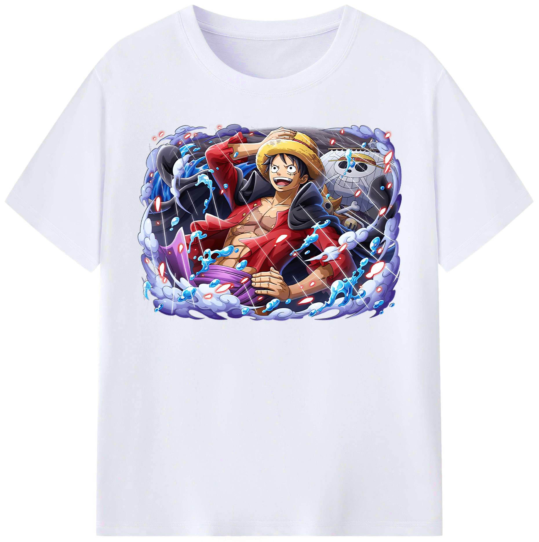 ワンピース モンキー・D・ルフィ ONE PIECE Monkey D. Luffy レディースカジュアルプリントTシャツ（綿100％）