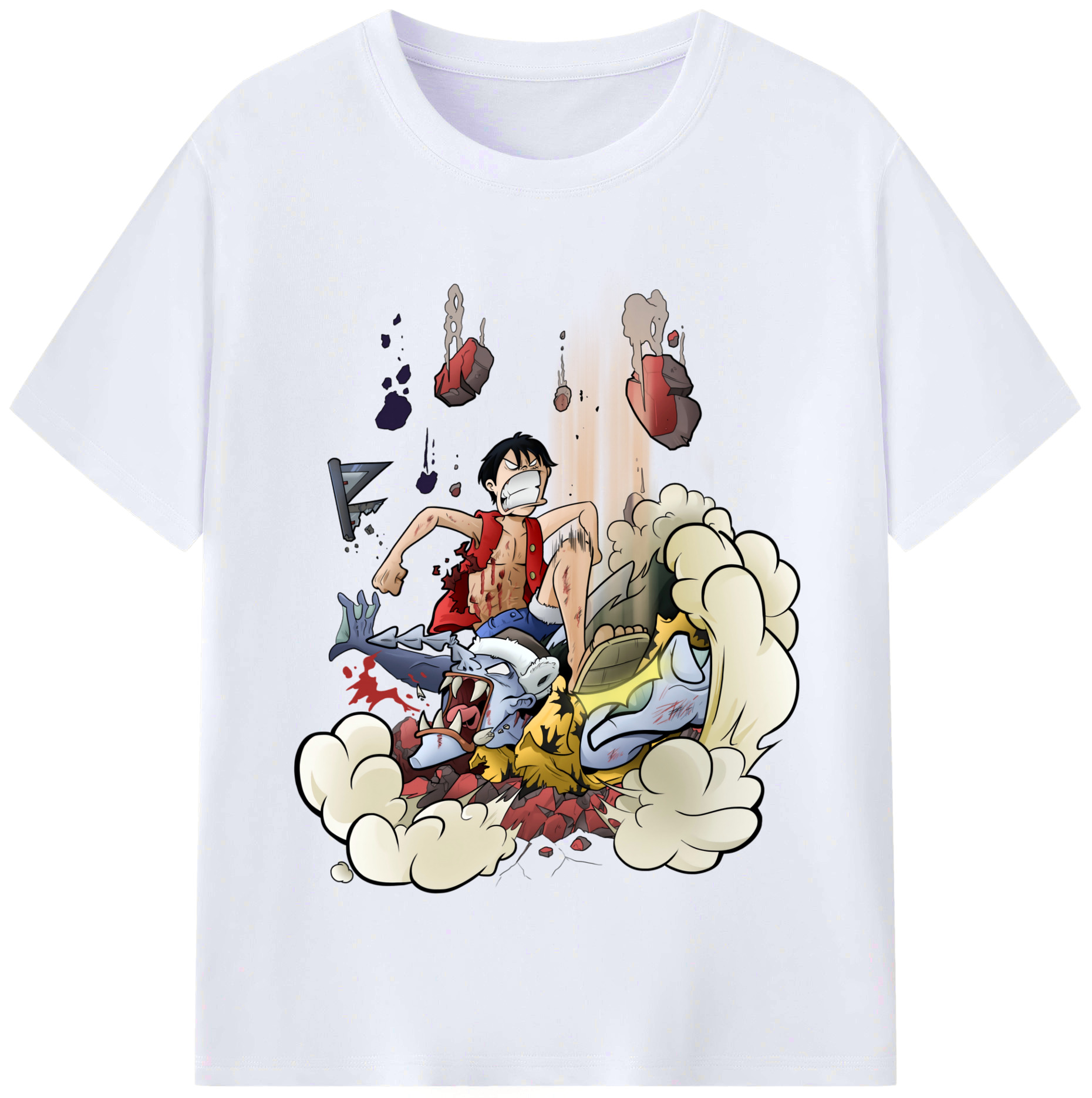 ワンピース モンキー・D・ルフィ ONE PIECE Monkey D. Luffy レディースカジュアルプリントTシャツ（綿100％）