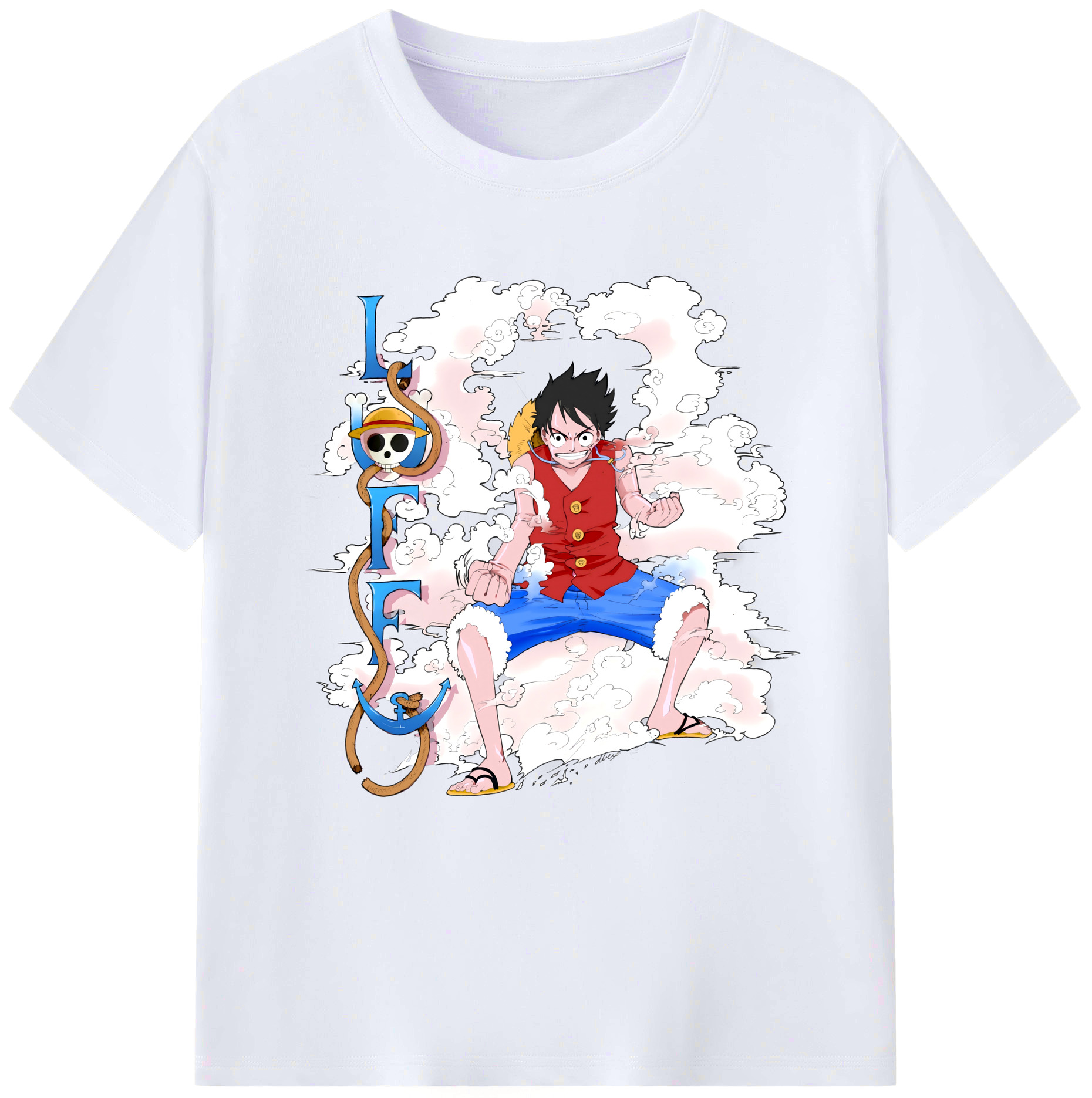 ワンピース モンキー・D・ルフィ ONE PIECE Monkey D. Luffy レディースカジュアルプリントTシャツ（綿100％）