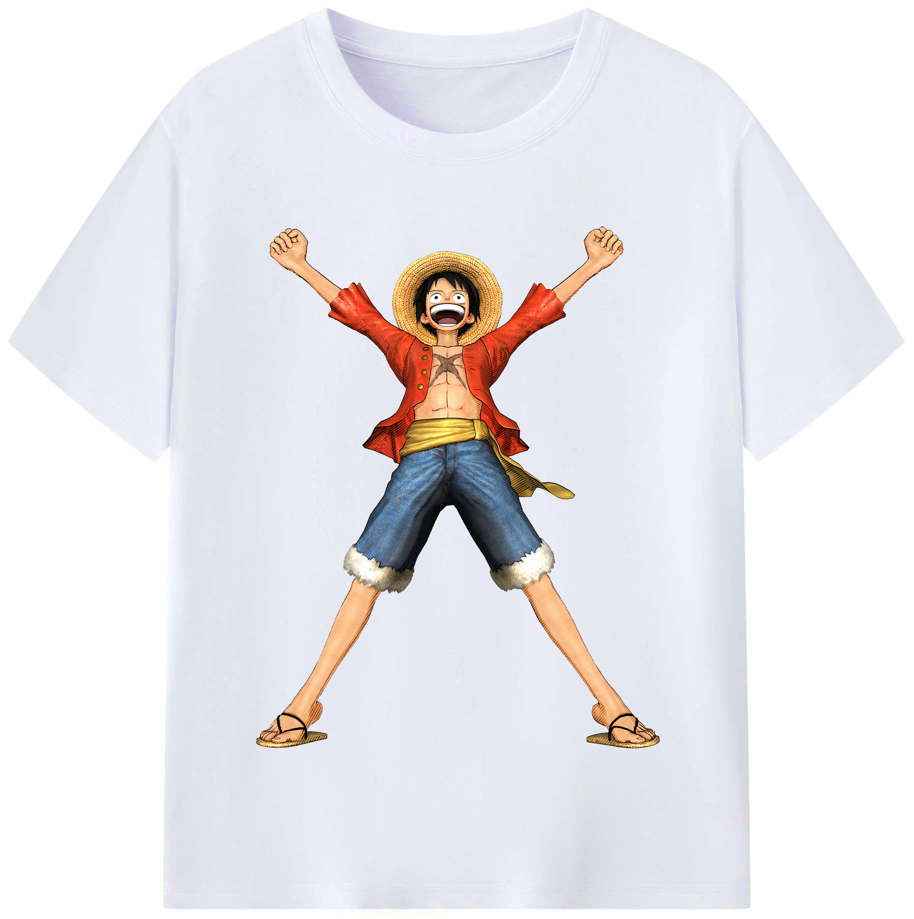 ワンピース モンキー・D・ルフィ ONE PIECE Monkey D. Luffy レディースカジュアルプリントTシャツ（綿100％）