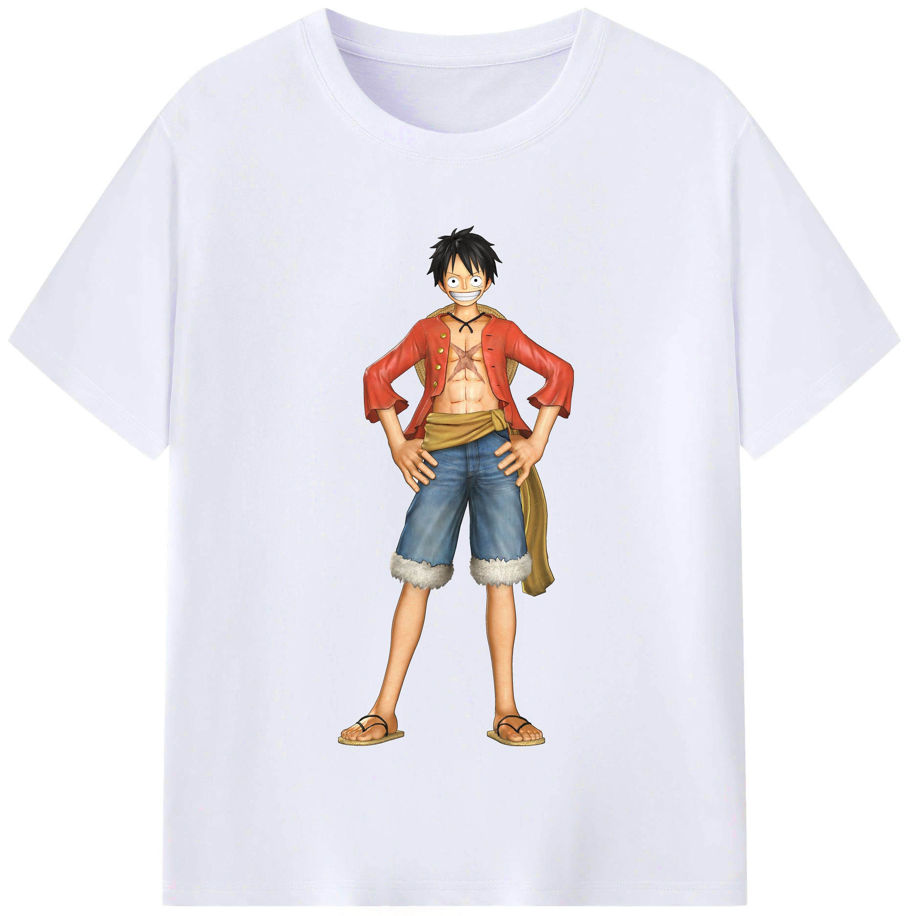 ワンピース モンキー・D・ルフィ ONE PIECE Monkey D. Luffy レディースカジュアルプリントTシャツ（綿100％）