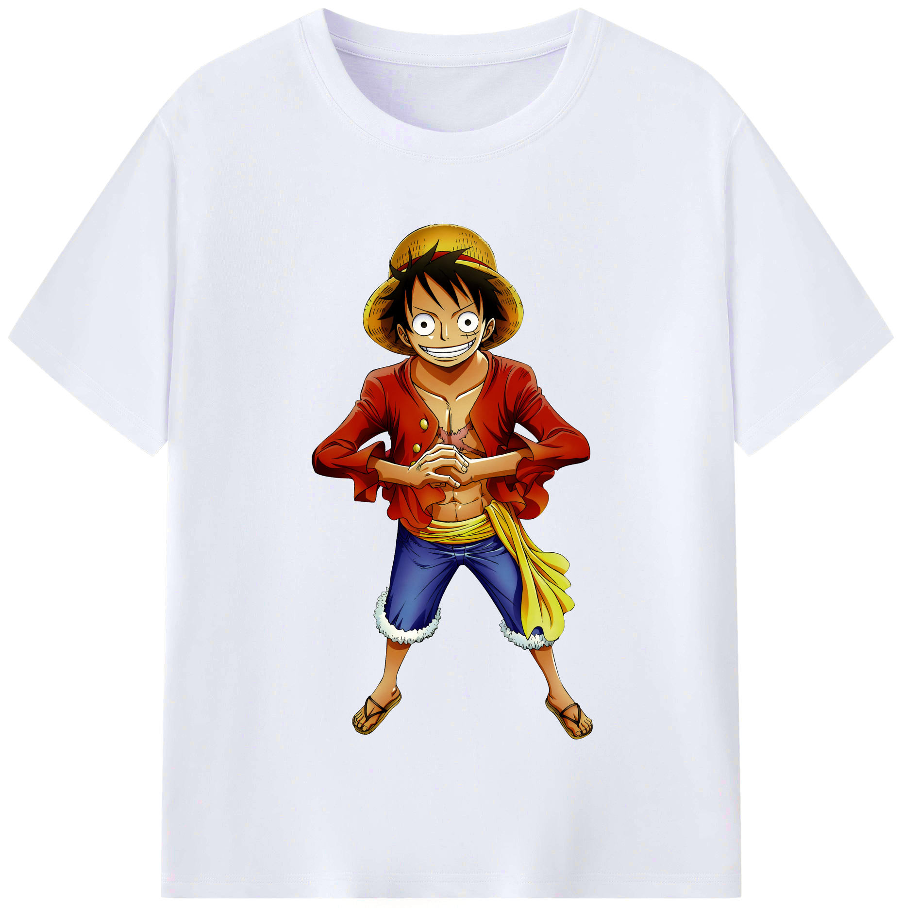 ワンピース モンキー・D・ルフィ ONE PIECE Monkey D. Luffy レディースカジュアルプリントTシャツ（綿100％）