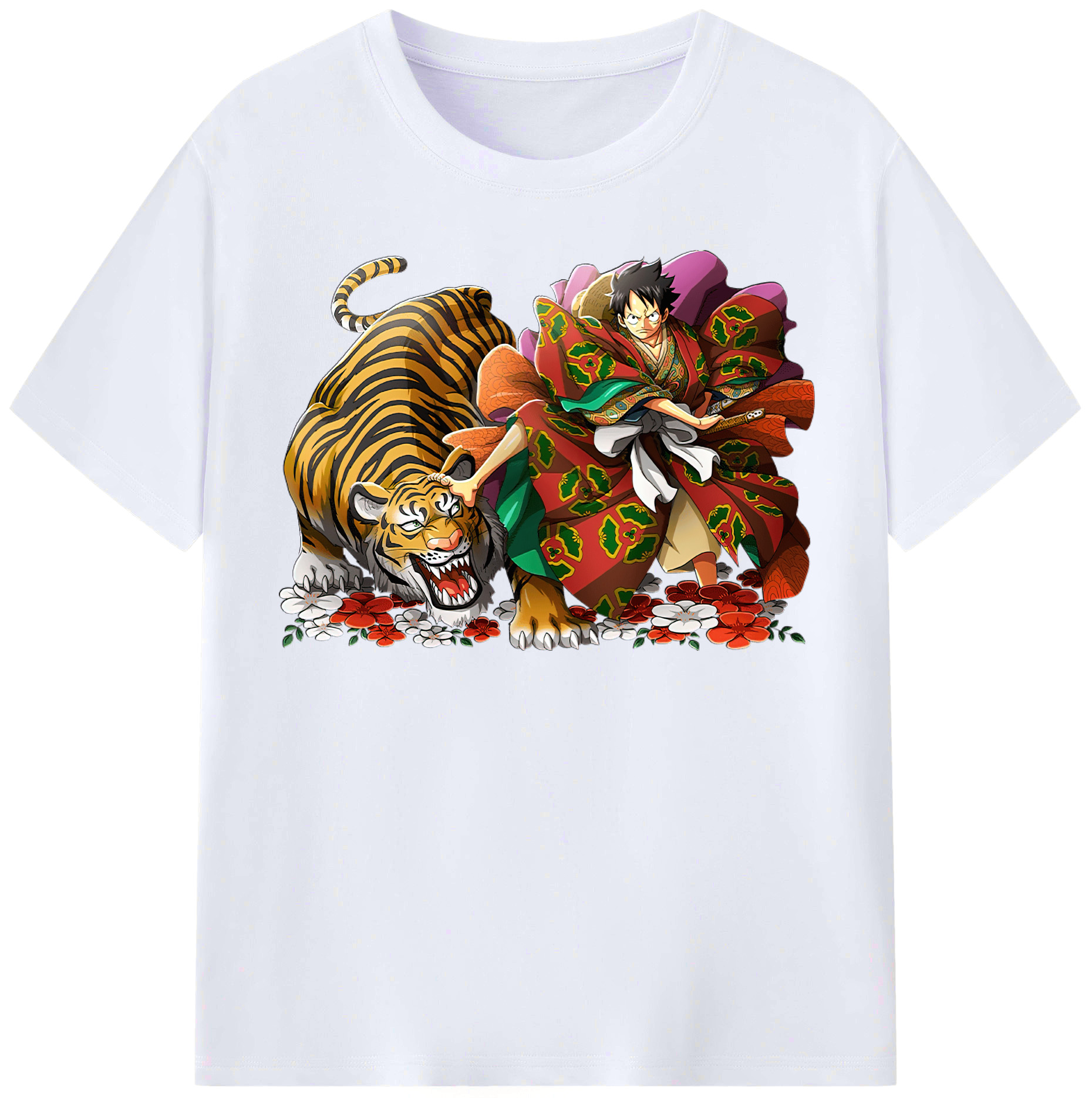 ワンピース モンキー・D・ルフィ ONE PIECE Monkey D. Luffy レディースカジュアルプリントTシャツ（綿100％）