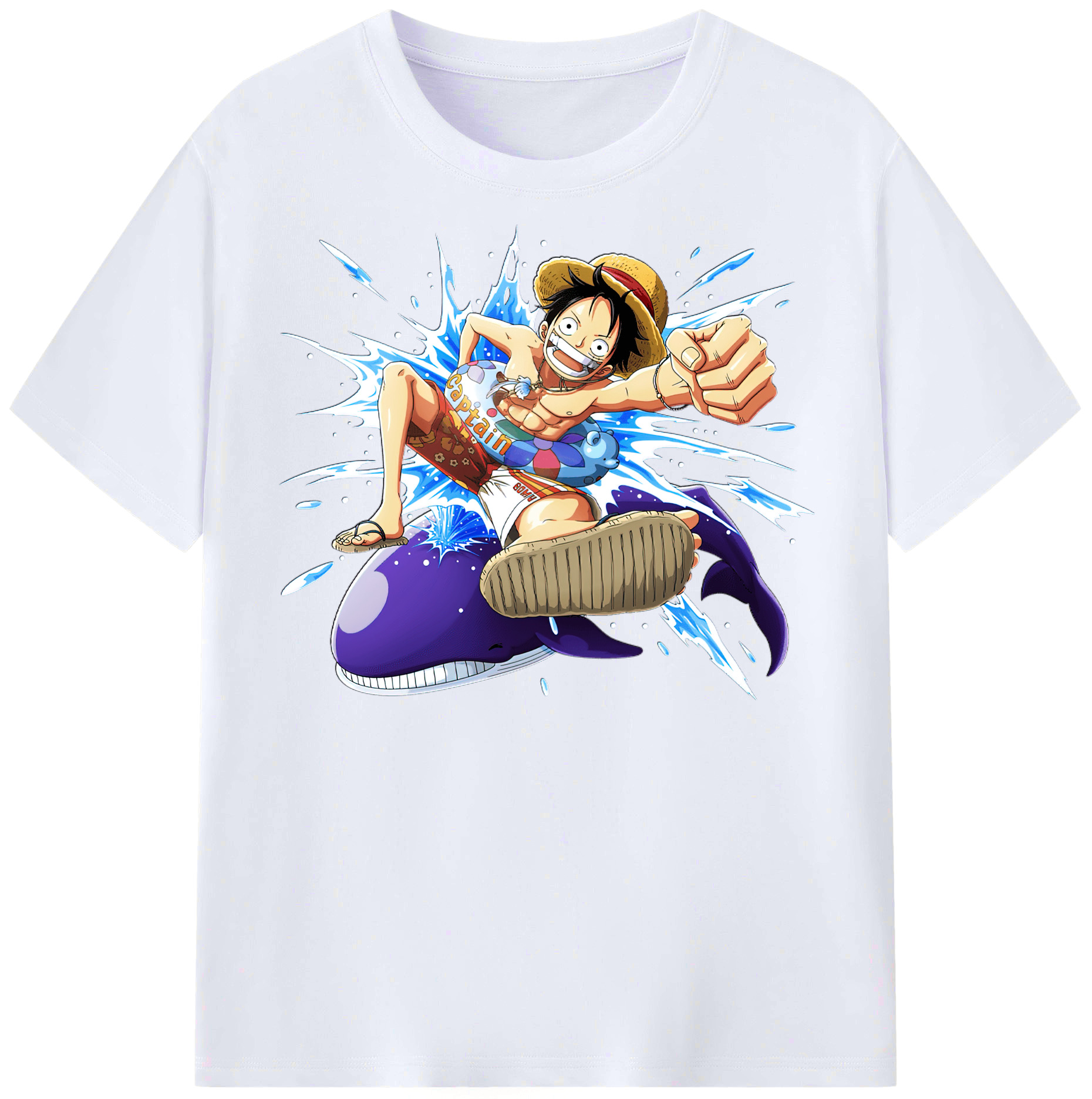 ワンピース モンキー・D・ルフィ ONE PIECE Monkey D. Luffy レディースカジュアルプリントTシャツ（綿100％）