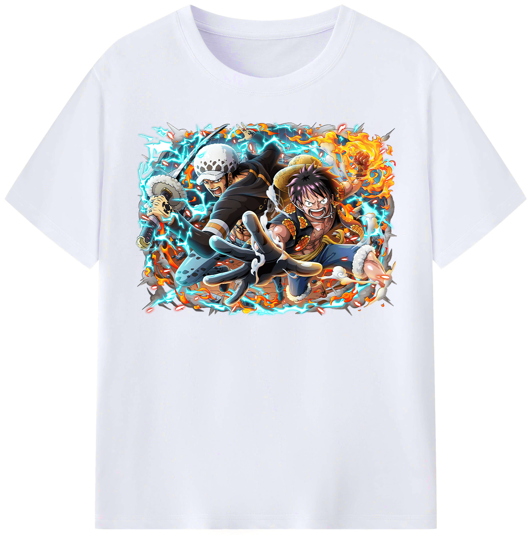ワンピース モンキー・D・ルフィ ONE PIECE Monkey D. Luffy レディースカジュアルプリントTシャツ（綿100％）