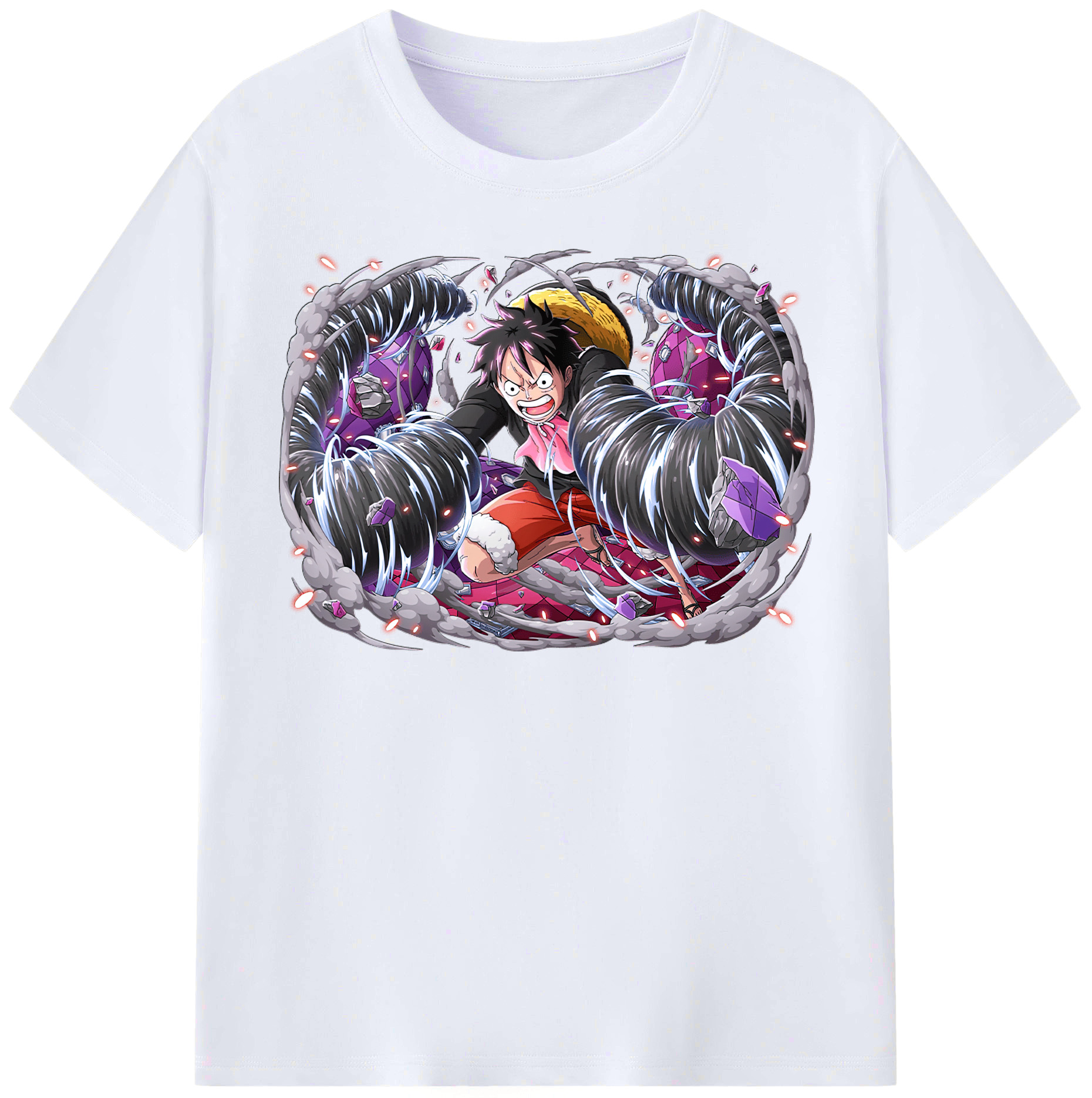 ワンピース モンキー・D・ルフィ ONE PIECE Monkey D. Luffy レディースカジュアルプリントTシャツ（綿100％）