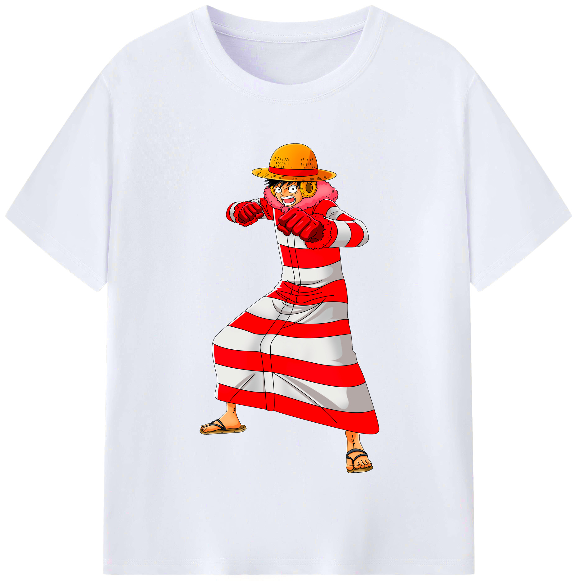ワンピース モンキー・D・ルフィ ONE PIECE Monkey D. Luffy レディースカジュアルプリントTシャツ（綿100％）