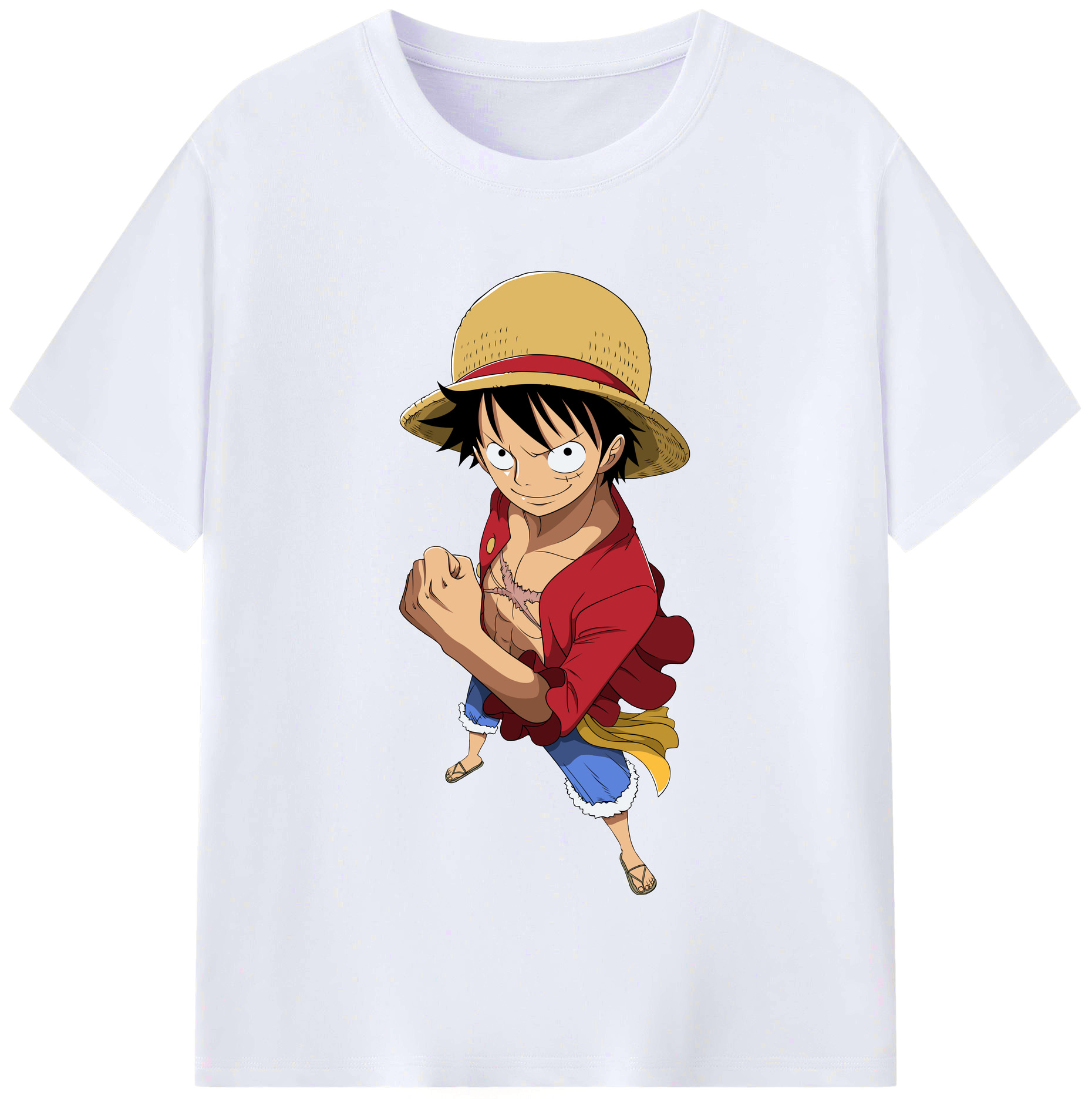 ワンピース モンキー・D・ルフィ ONE PIECE Monkey D. Luffy レディースカジュアルプリントTシャツ（綿100％）