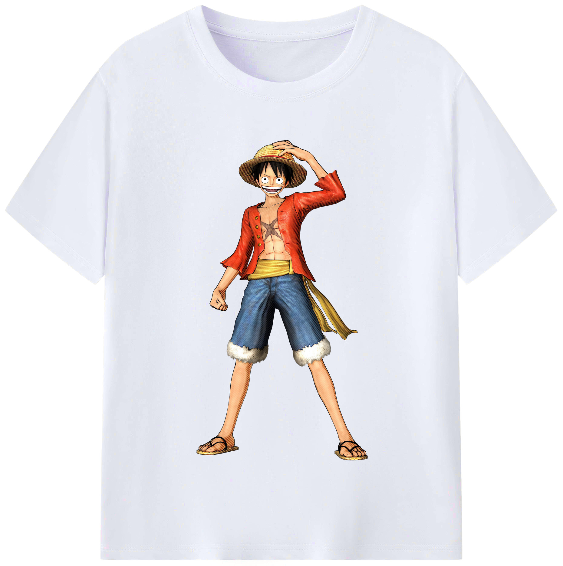 ワンピース モンキー・D・ルフィ ONE PIECE Monkey D. Luffy レディースカジュアルプリントTシャツ（綿100％）
