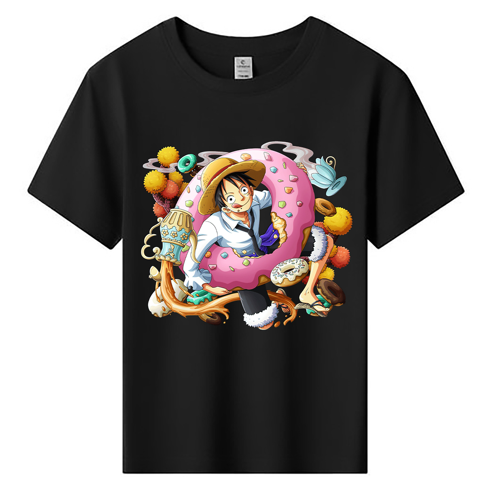 ワンピース モンキー・D・ルフィ ONE PIECE Monkey D. Luffy 綿100％キッズTシャツ（フロントプリント）