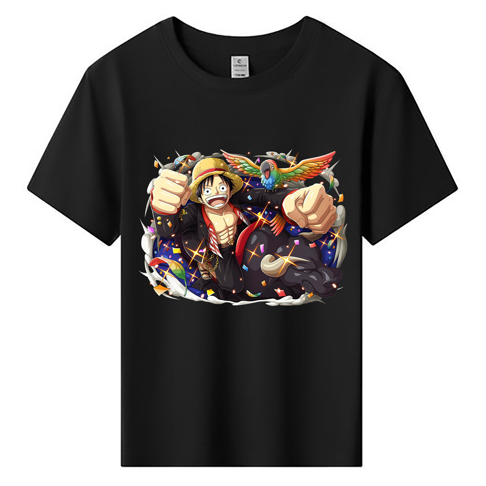 ワンピース モンキー・D・ルフィ ONE PIECE Monkey D. Luffy 綿100％キッズTシャツ（フロントプリント）