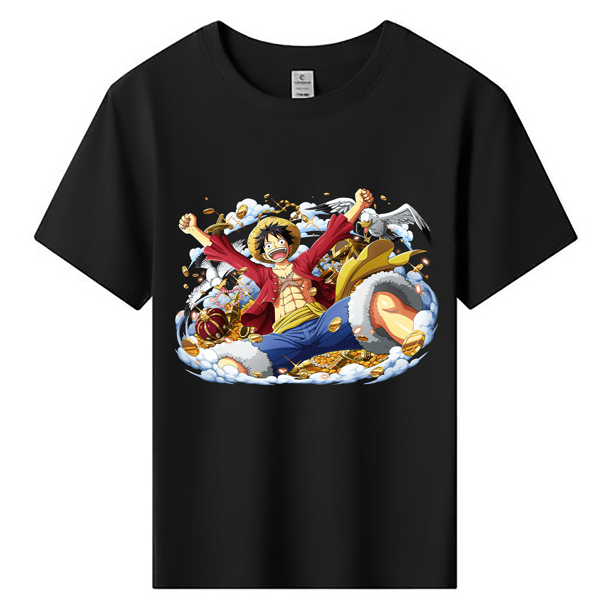 ワンピース モンキー・D・ルフィ ONE PIECE Monkey D. Luffy 綿100％キッズTシャツ（フロントプリント）