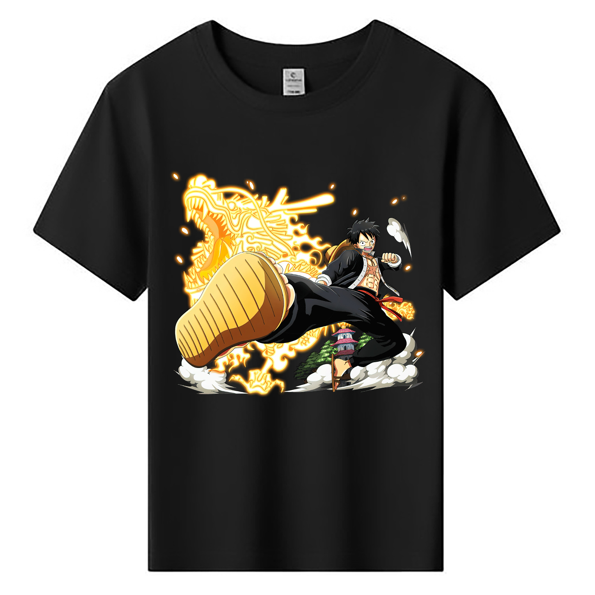 ワンピース モンキー・D・ルフィ ONE PIECE Monkey D. Luffy 綿100％キッズTシャツ（フロントプリント）