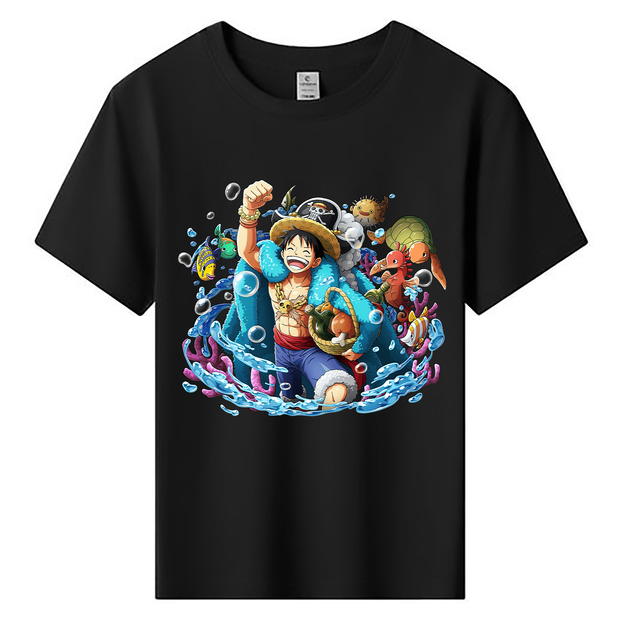 ワンピース モンキー・D・ルフィ ONE PIECE Monkey D. Luffy 綿100％キッズTシャツ（フロントプリント）