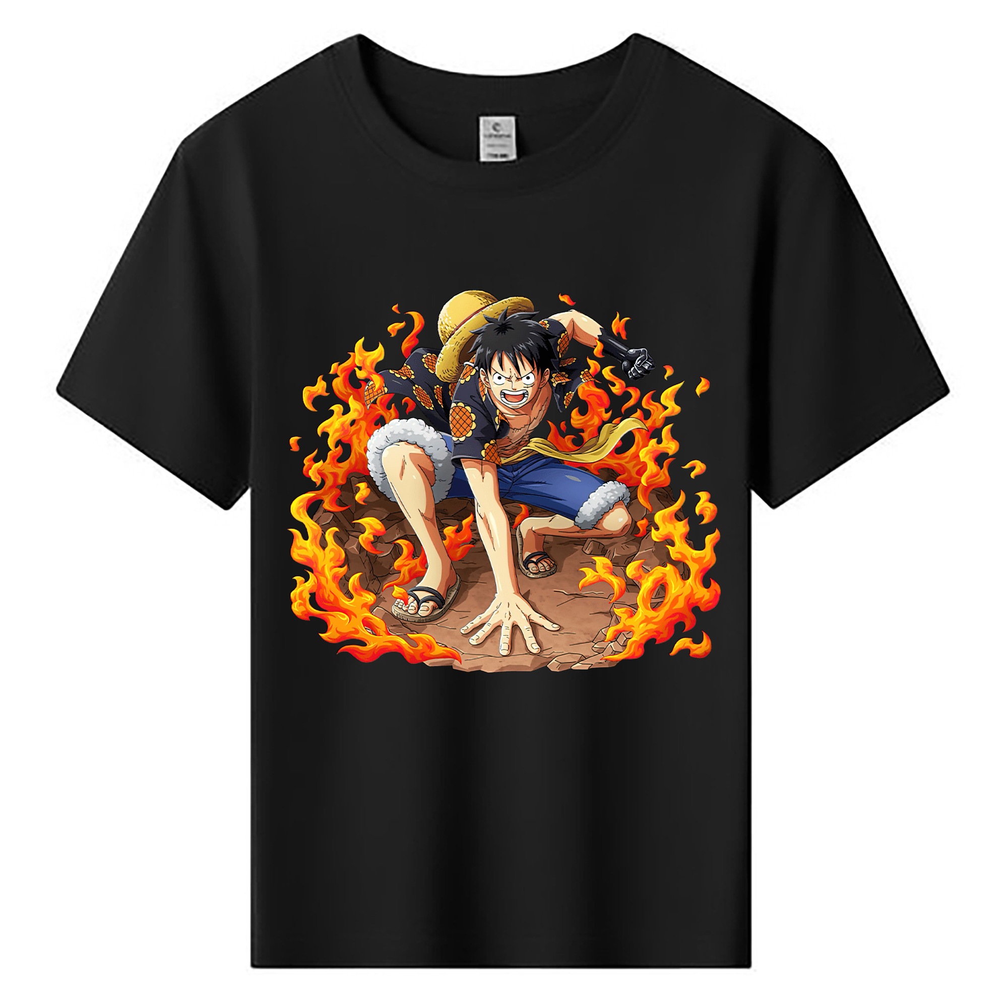 ワンピース モンキー・D・ルフィ ONE PIECE Monkey D. Luffy 綿100％キッズTシャツ（フロントプリント）