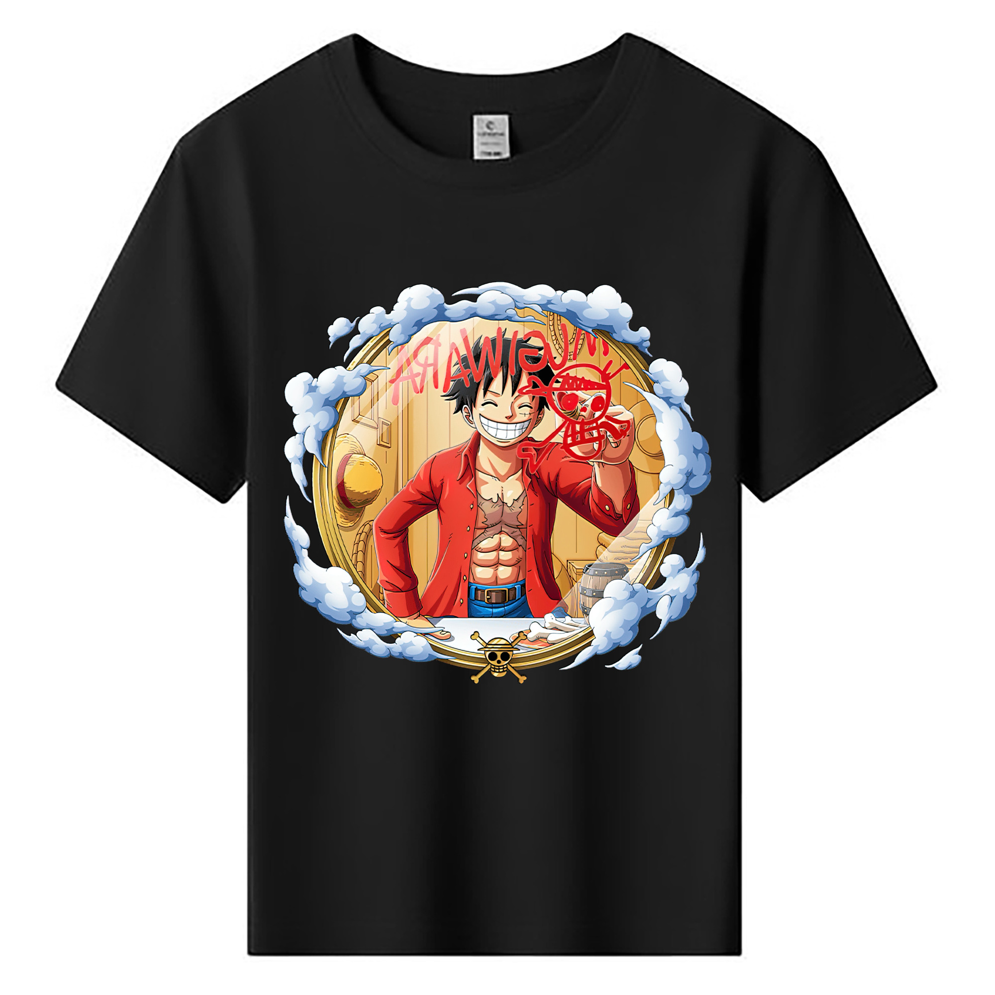 ワンピース モンキー・D・ルフィ ONE PIECE Monkey D. Luffy 綿100％キッズTシャツ（フロントプリント）
