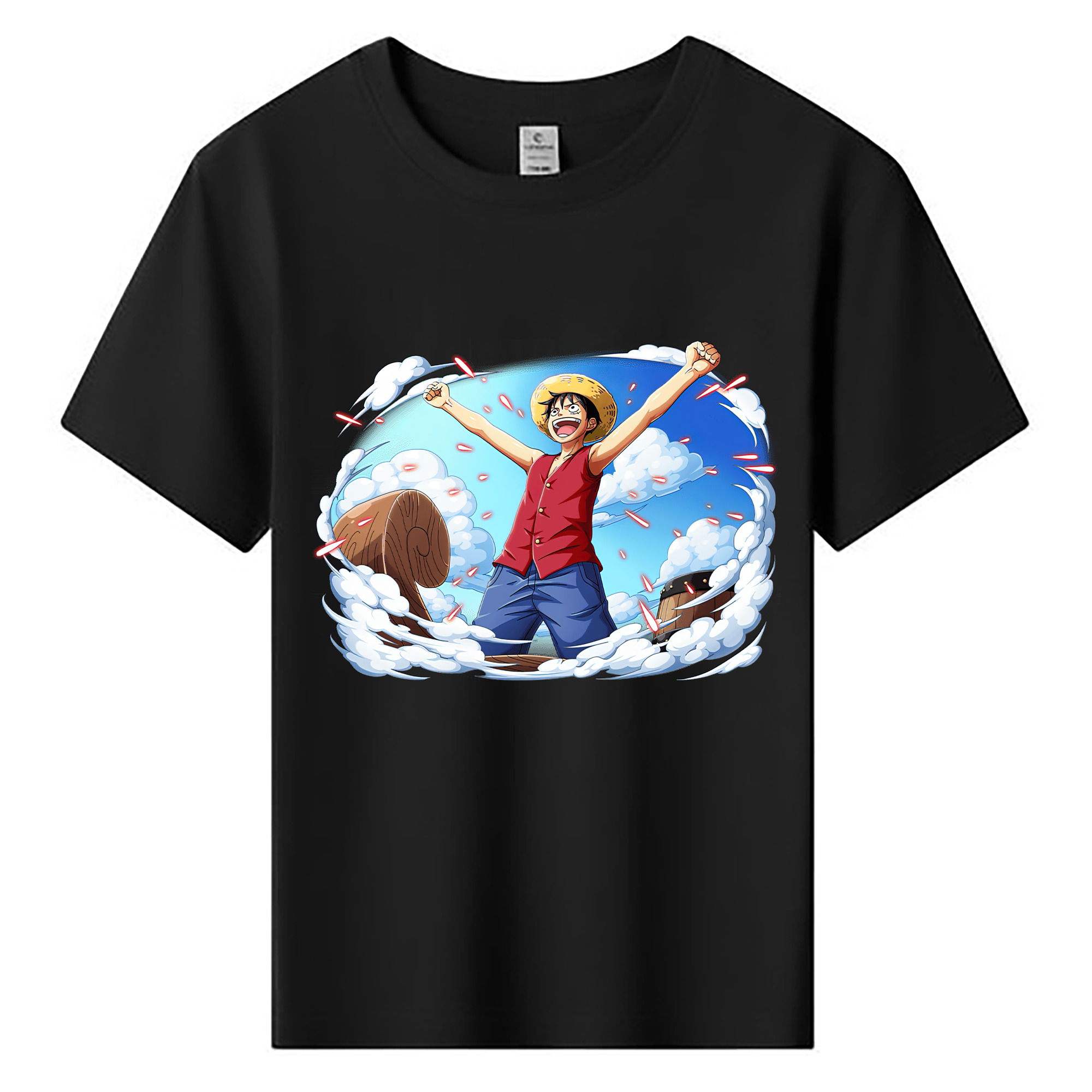 ワンピース モンキー・D・ルフィ ONE PIECE Monkey D. Luffy 綿100％キッズTシャツ（フロントプリント）