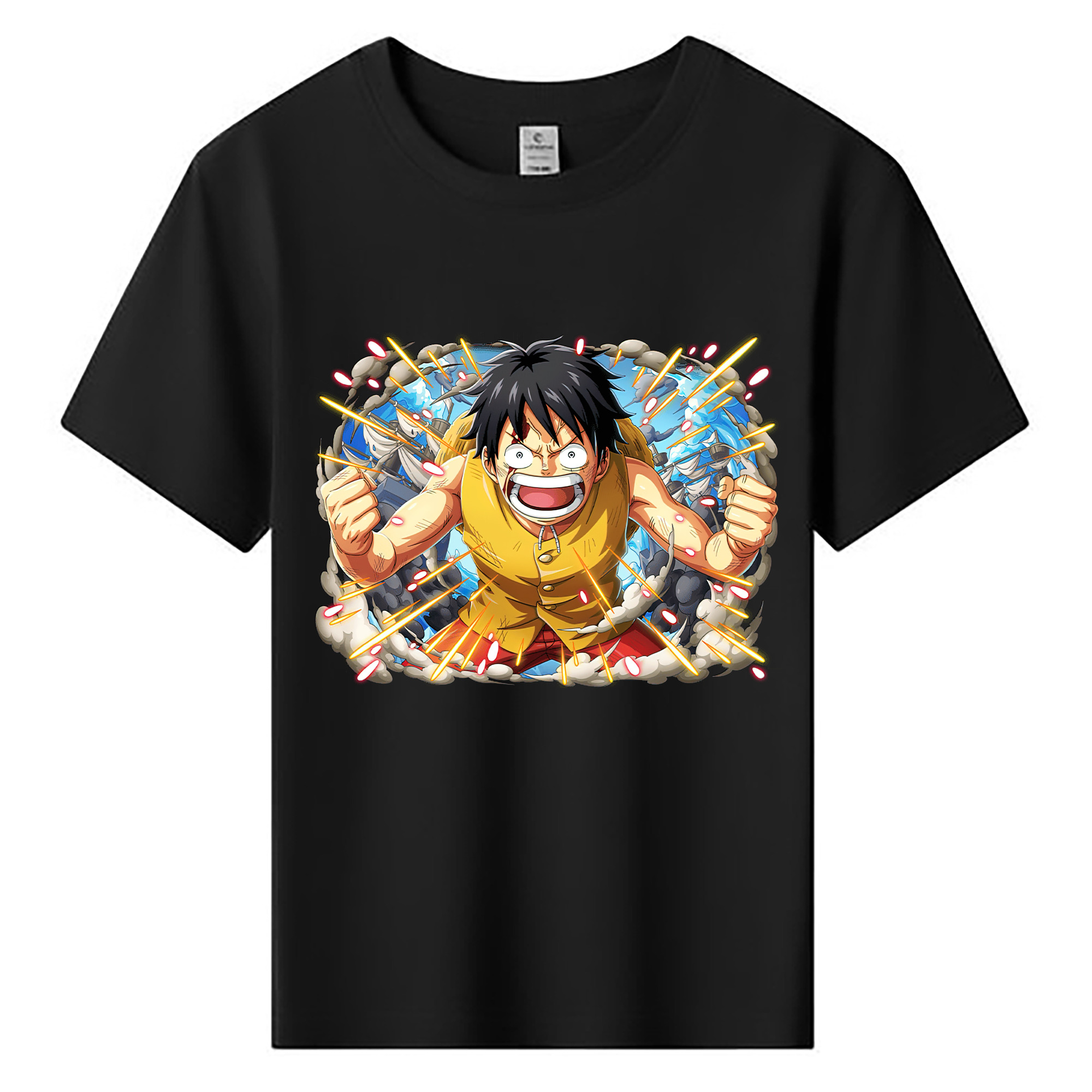 ワンピース モンキー・D・ルフィ ONE PIECE Monkey D. Luffy 綿100％キッズTシャツ（フロントプリント）