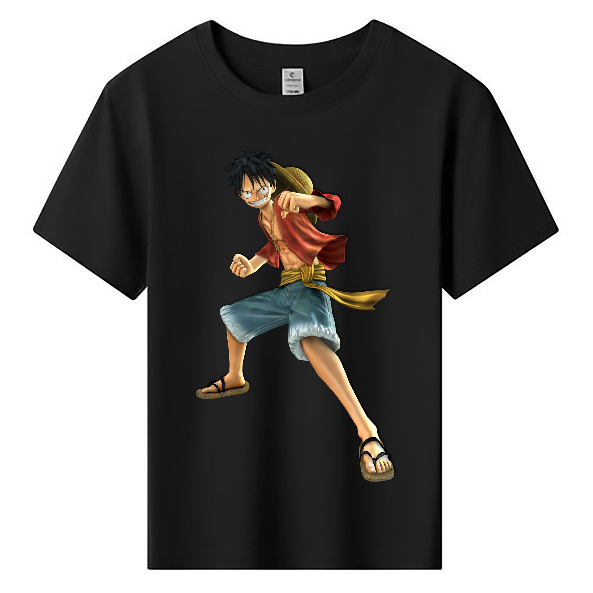 ワンピース モンキー・D・ルフィ ONE PIECE Monkey D. Luffy 綿100％キッズTシャツ（フロントプリント）