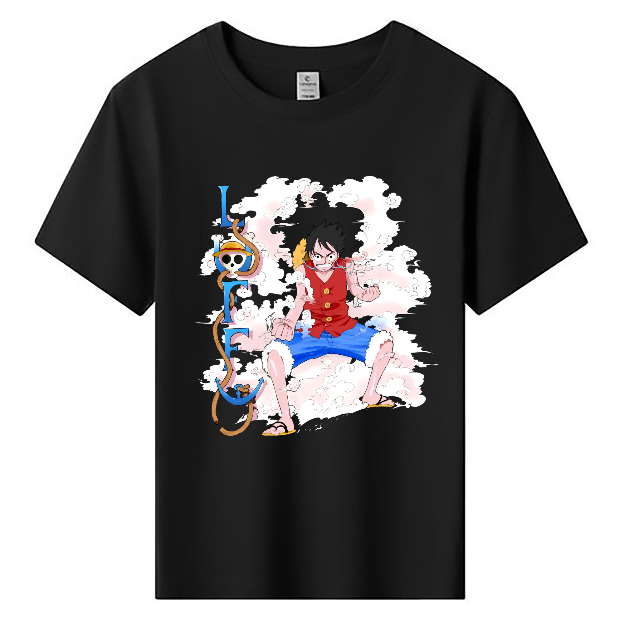 ワンピース モンキー・D・ルフィ ONE PIECE Monkey D. Luffy 綿100％キッズTシャツ（フロントプリント）