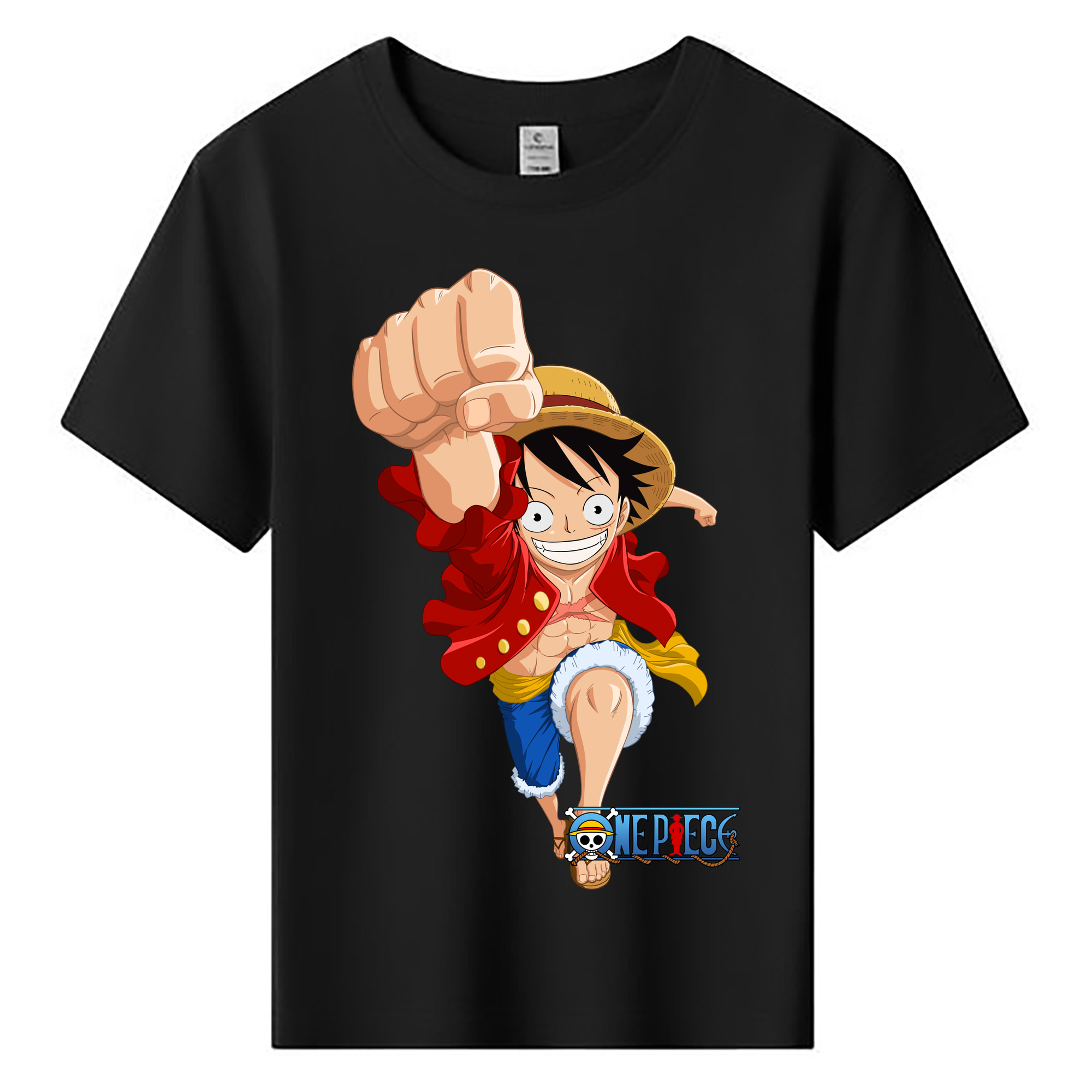 ワンピース モンキー・D・ルフィ ONE PIECE Monkey D. Luffy 綿100％キッズTシャツ（フロントプリント）