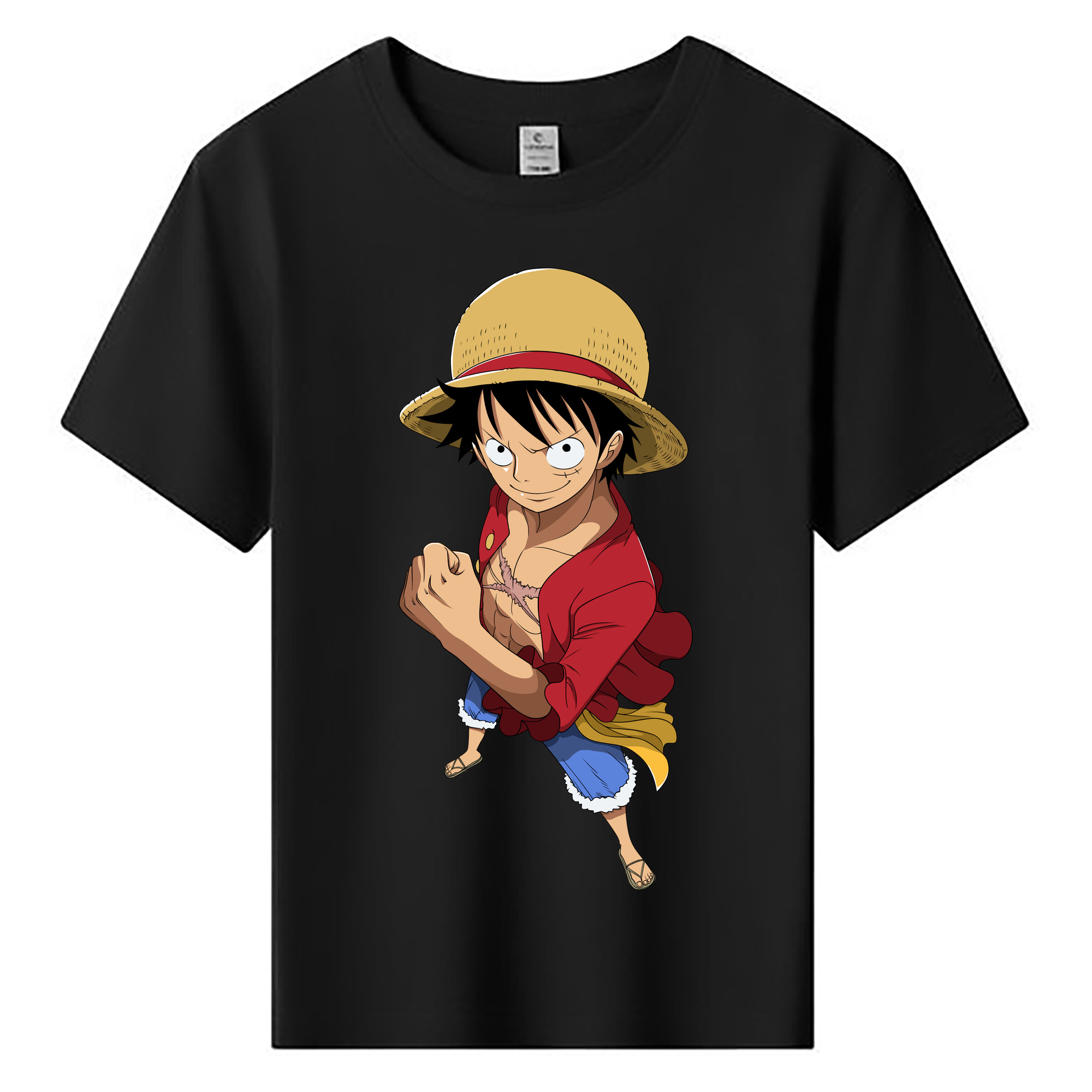 ワンピース モンキー・D・ルフィ ONE PIECE Monkey D. Luffy 綿100％キッズTシャツ（フロントプリント）